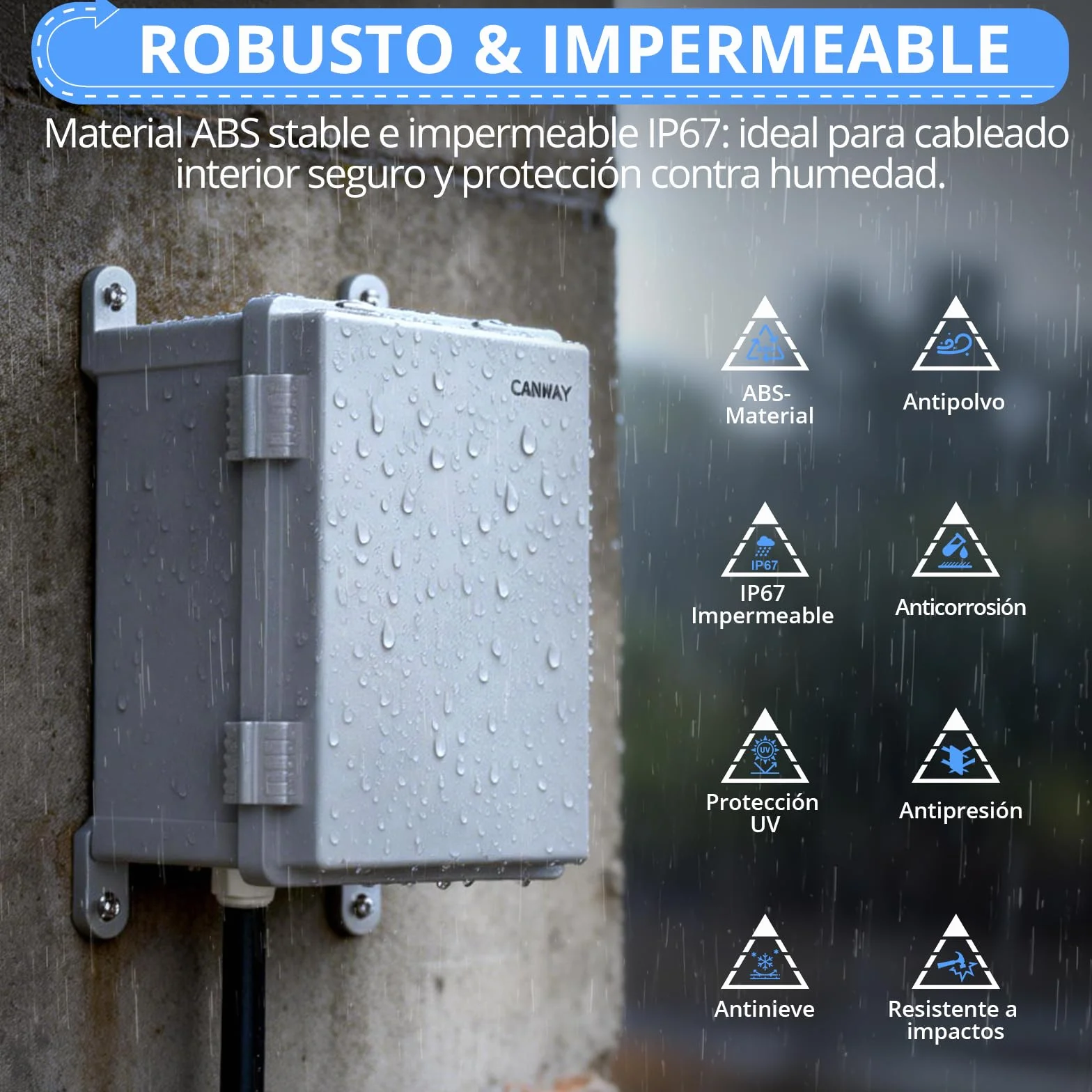 CAMWAY Caja Estanca Exterior Electrica Impermeable IP67, Cuadro Eléctrico Superficie con Carcasa Plástico ABS, Cajas de Empalmes 30 * 20 * 16cm,Blanco