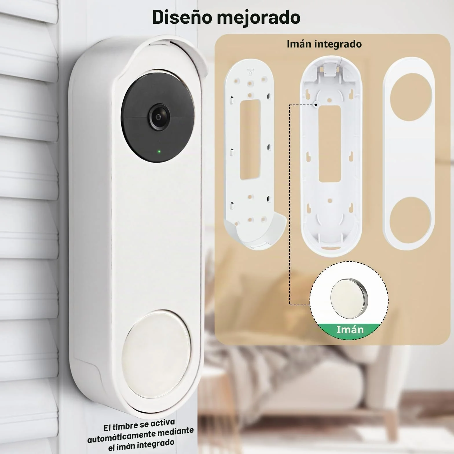 Soporte antirrobo para timbre de puerta sin taladro, compatible con Google Nest Doorbell (batería), soporte de puerta de video para apartamento, hogar, inquilinos, no necesita herramientas y protege