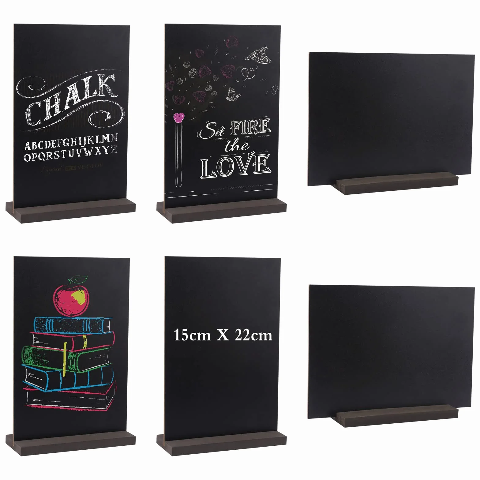 Pizarras de Tiza Negra Mini 15 x 22 cm Soporte Madera Escritura Doble Cara Decoración Boda