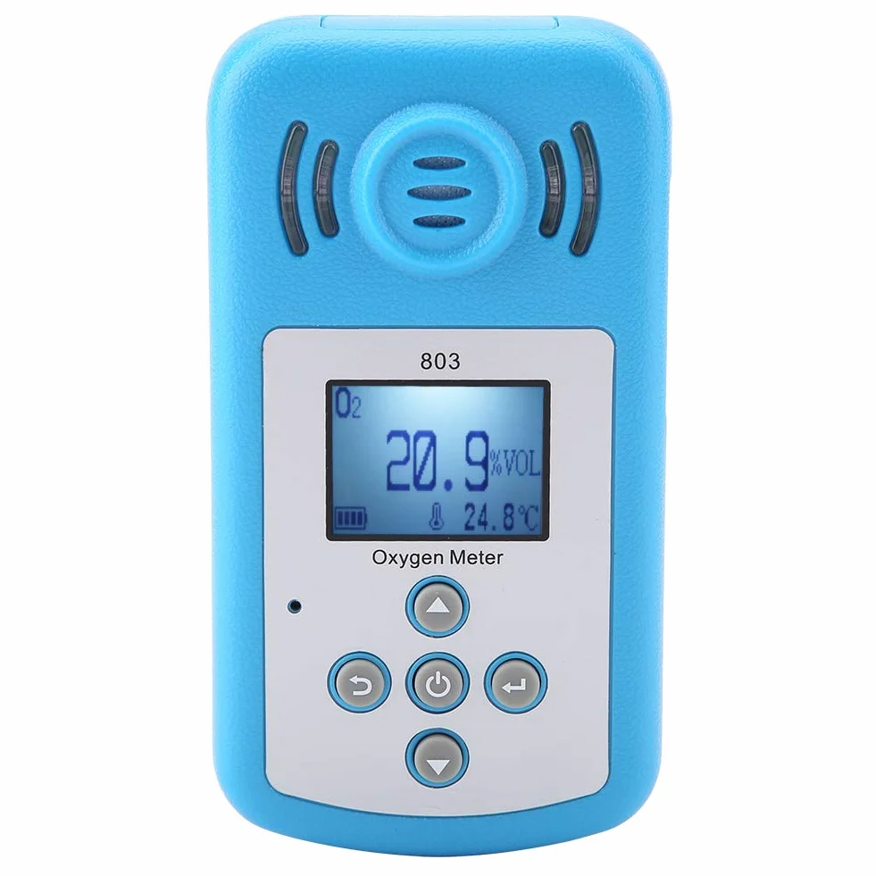 Detector de Oxígeno Portátil 0~25% VOL Medidor de Gas O2 con Alarma Pantalla Digital