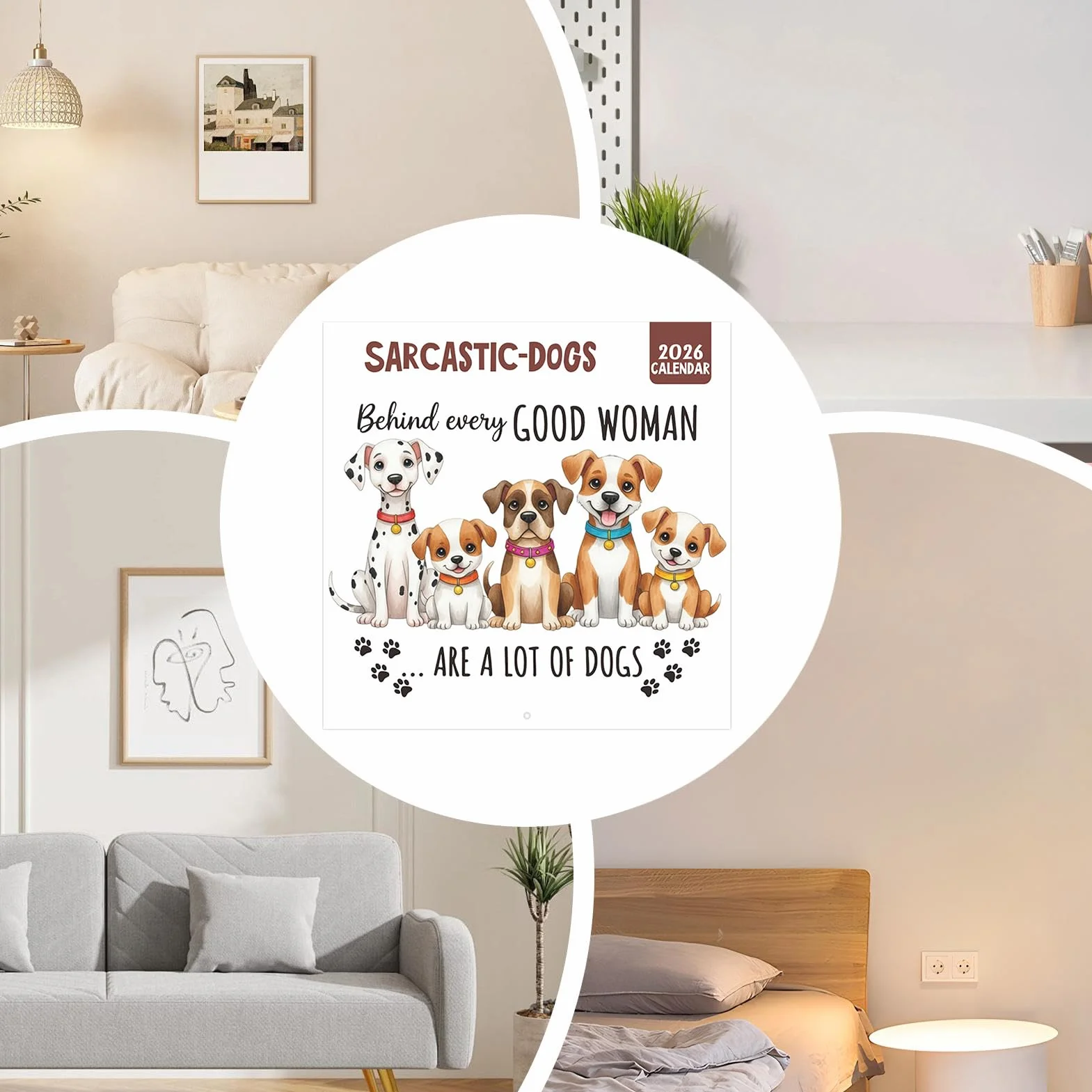 Calendario 2026 Mensual de Pared Perrito Pizarra Organización Laboral Hogar Vacaciones