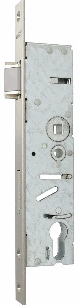 Cerradura de seguridad con cierre de pestillo de 25 mm - Medida del mandril: 35 - Puño de cerradura: placa de 22 x 3 mm.