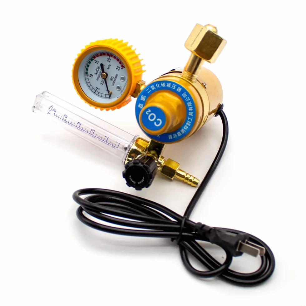 Regulador de Presión de CO2 de 36/220V, Reductor de Presión de Dióxido de Carbono, Medidor de Presión Calentado, Caudalímetro Para Soldadura Mig/tig (220V)