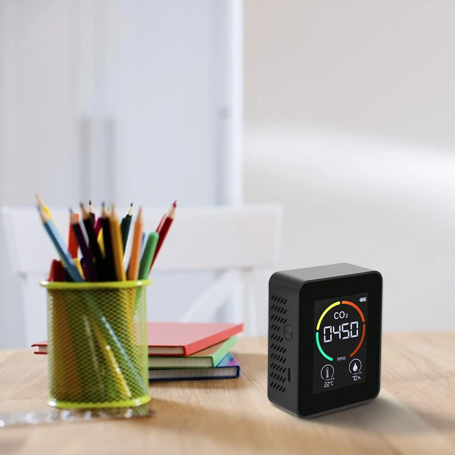 Detector de dióxido de carbono | Medidor de dióxido de carbono de mesa de | temperatura y humedad, analizador de aire de temperatura y humedad, medidor digital de para el hogar y viajes en