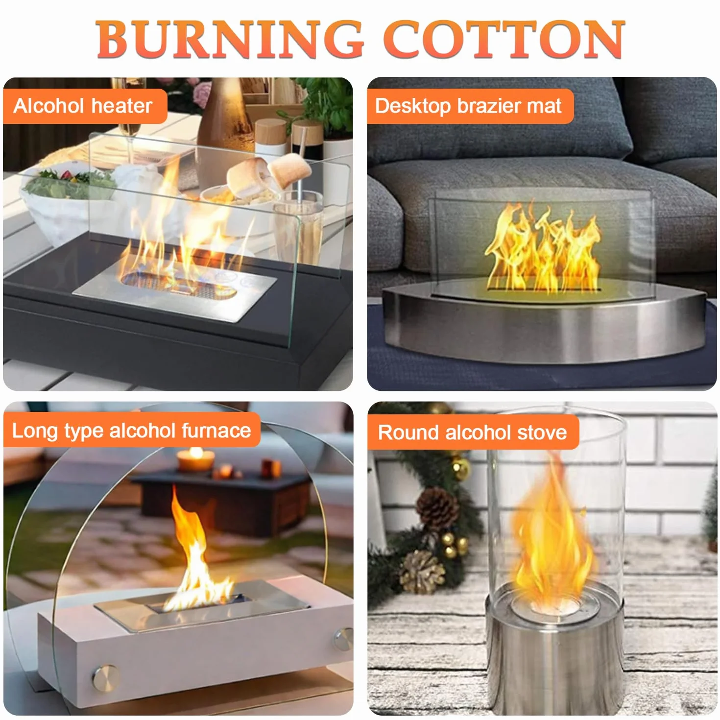 Lana de cerámica para bioetanol 300x100x10mm Esponja de chimenea 6 paquetes