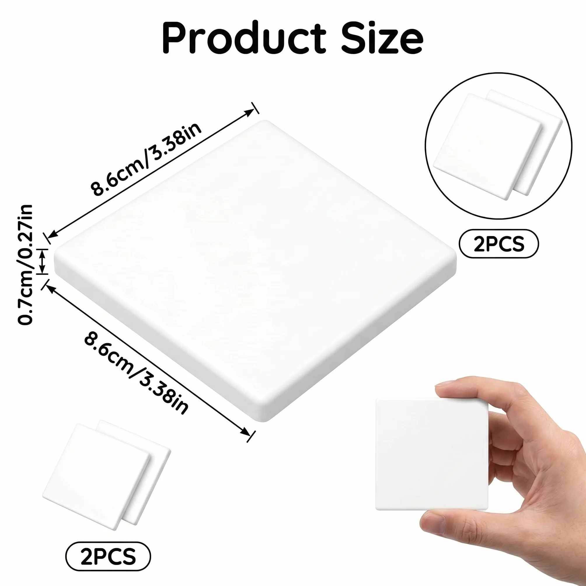 Ruvan Sin Agujeros Tapa Ciega Autoadhesiva Blanco de PC, 2 Piezas Placa Cubre Cables y Enchufes para Pared, Protector de Caja de Conexiones 86x86mm, Embellecedor Pared para Renovación de Viviendas