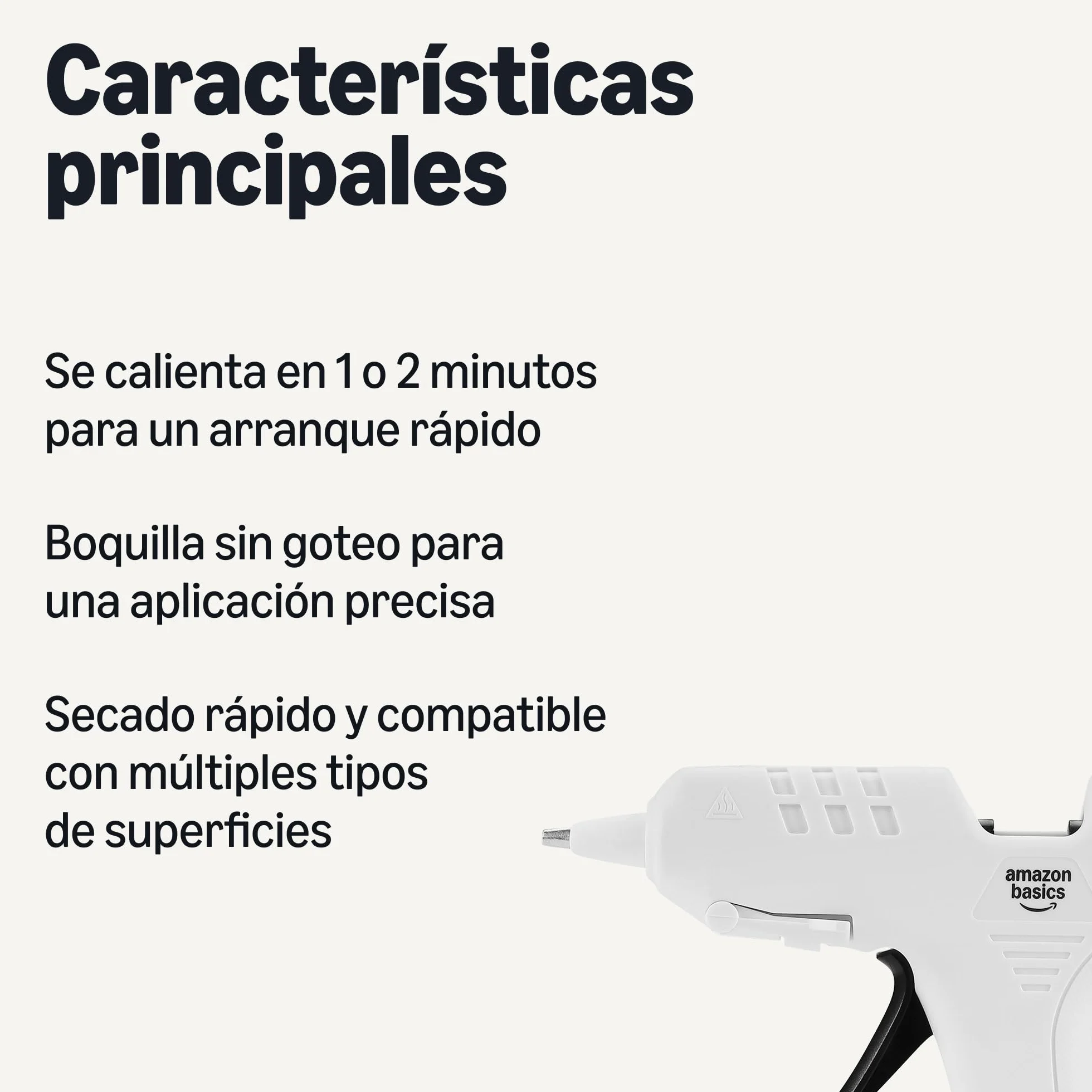 Amazon Basics Kit de pistola de pegamento caliente con 30 barras de pegamento, 20 W, Enchufe EU, Blanco