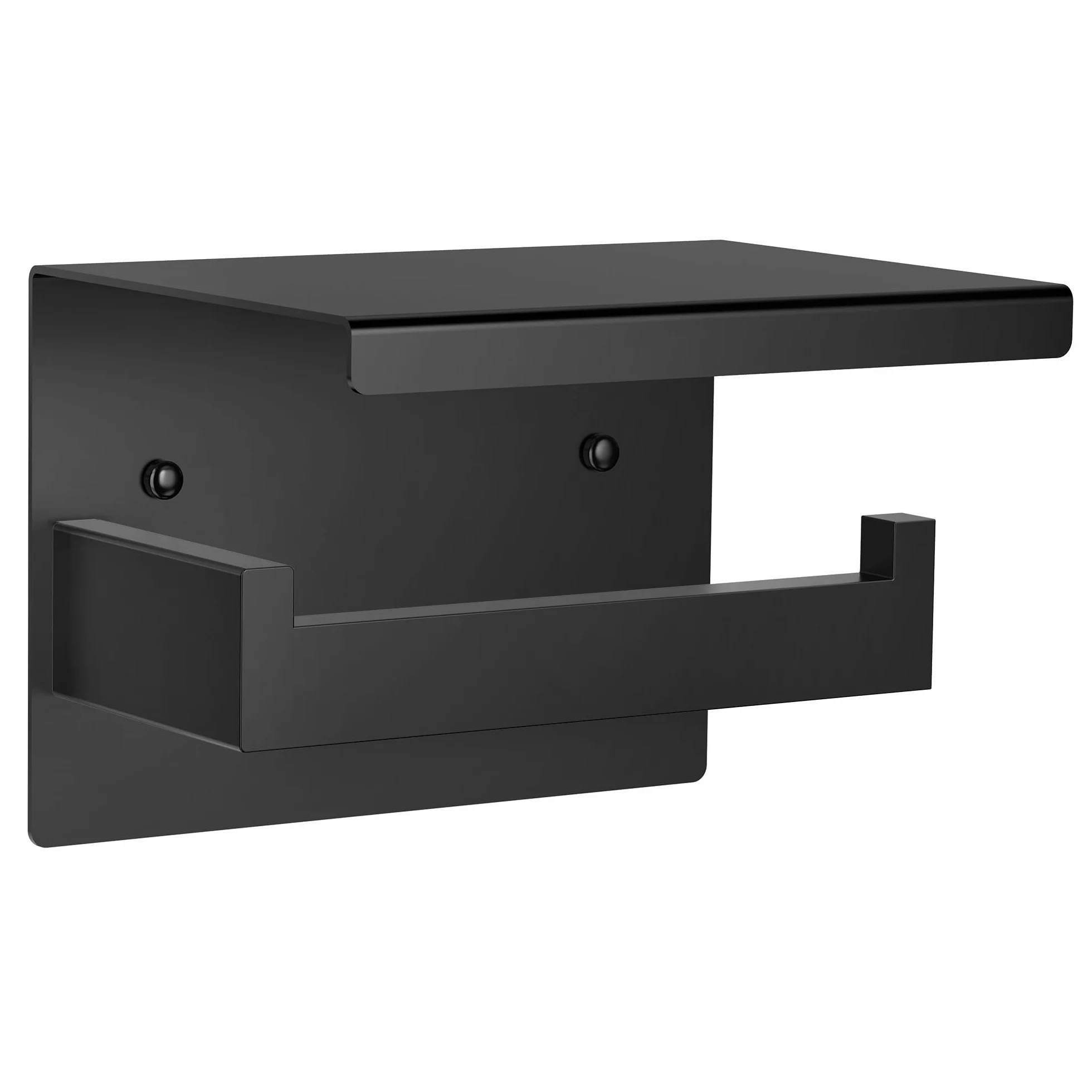 Auxmir Portarrollos Papel Higienico, Portarrollos Baño Adhesivo, Acero Inoxidable, Porta Rollos de Papel Higienico con Estante de Almacenamiento, Soporte Papel Higienico para Cocina, Baño, Negro