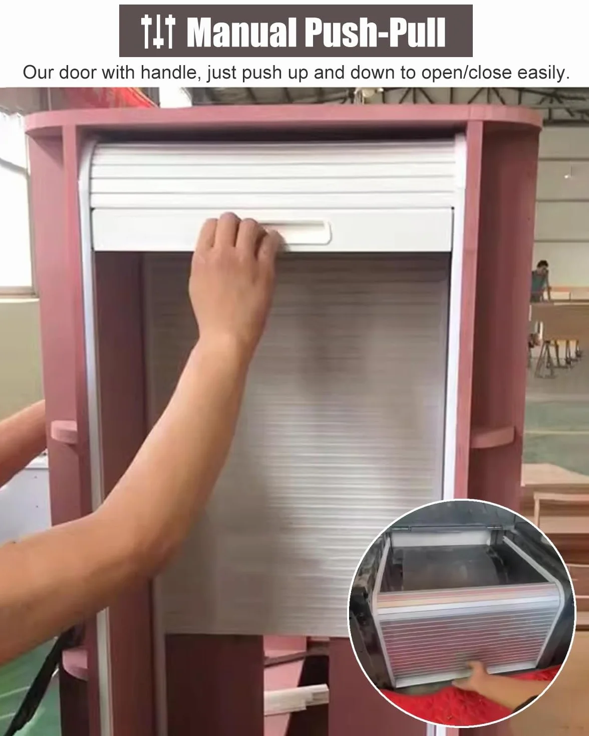 Kit de puerta de tambour para armarios de cocina, puertas correderas plegables de plástico, puerta enrollable para armarios y aparadores, se adapta a 65 x 75 cm