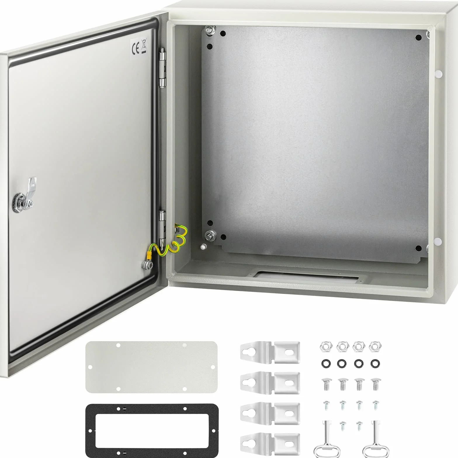 VEVOR Caja NEMA de Acero al Carbono 50 x 50 x 15 cm Caja de Gabinete Eléctrico NEMA 4X IP66 a Prueba de Agua y Polvo Caja de Conexiones Eléctricas para Exteriores e Interiores con Placa de Montaje