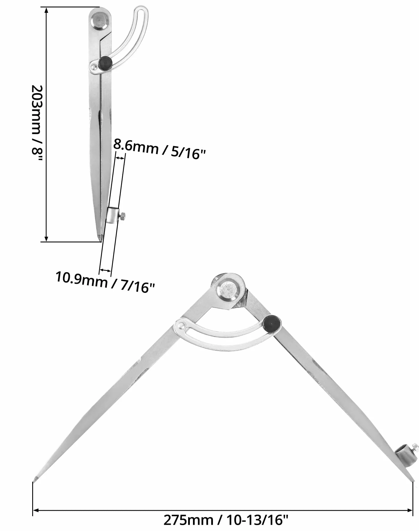 QWORK Divisor de Ala de Marcado de 200 mm, Brújulas de cuero con portalápices para geometría, dibujo