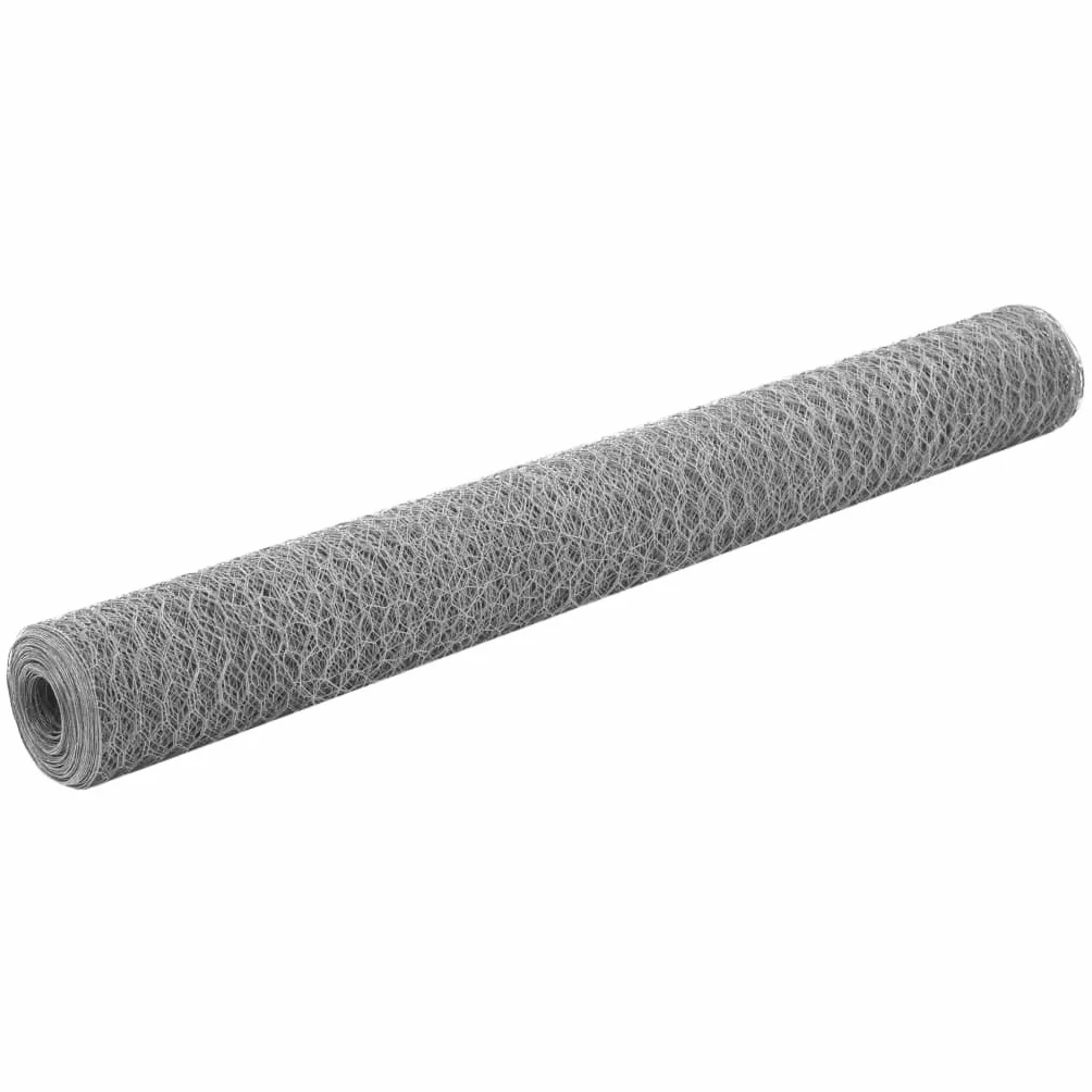 vidaXL Malla de Alambre Hexagonal Acero Galvanizado 25x1.2m Plateado Bricolaje