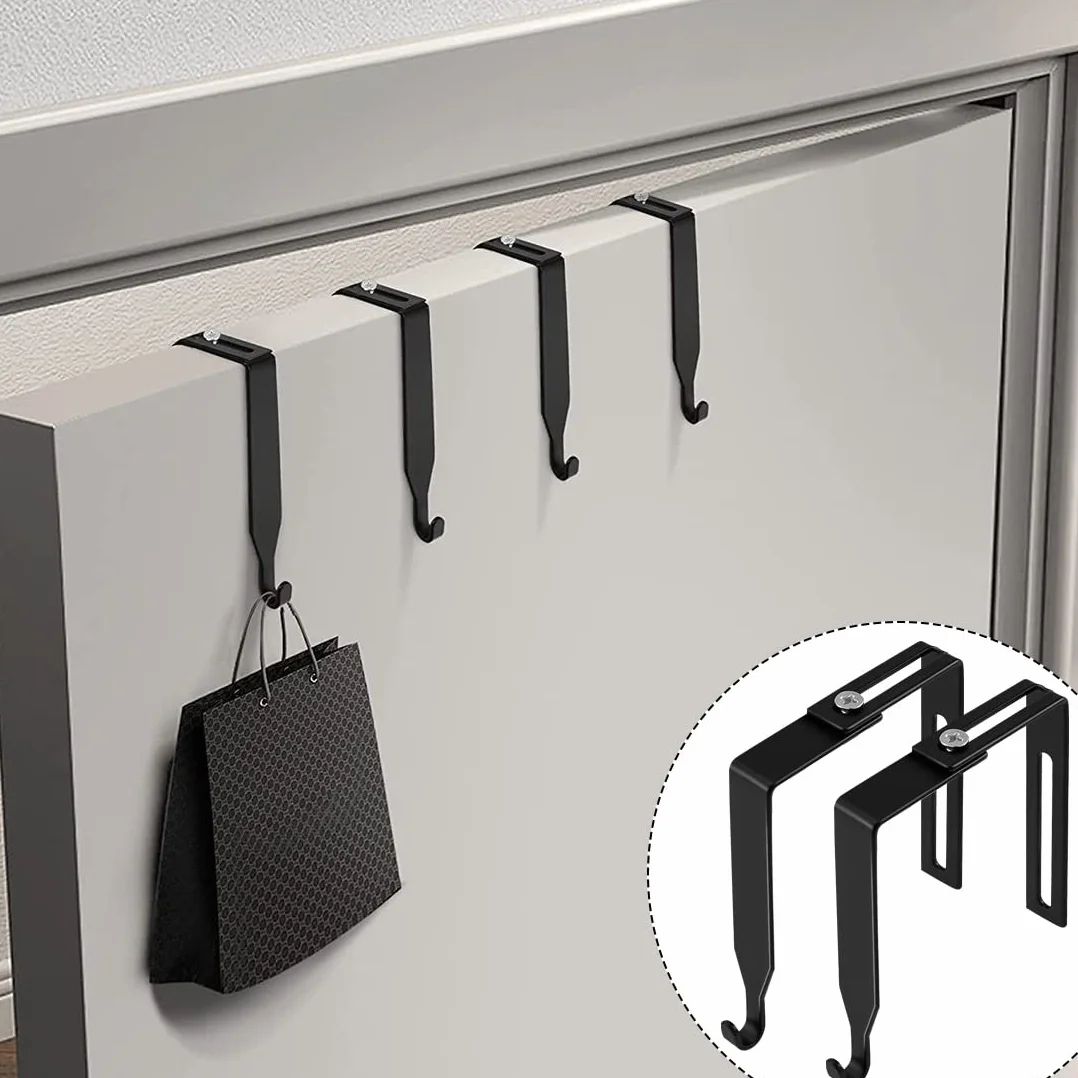 Perchas ajustables para cubículo sobre la puerta, 4 ganchos de metal, ajuste de 1.35 a 2.4 pulgadas
