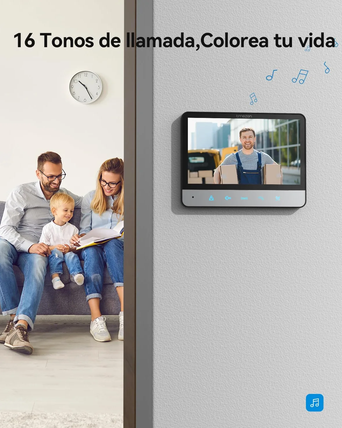 TMEZON Videoportero 4 Hilos,Timbre Video Sistema de intercomunicación con 7 zoll Monitor y Timbre con Cable,Vista en Vivo y conversación, Desbloqueo por Monitor Interior,16 Tonos de Llamada