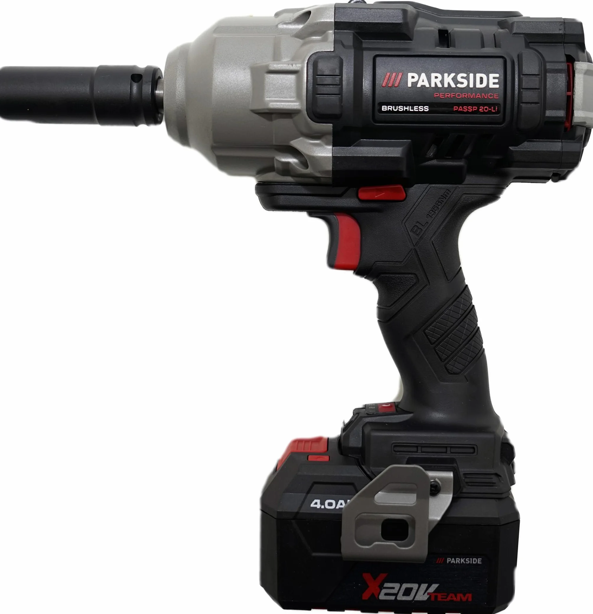 HEADNMORE PARKSIDE PERFORMANCE 20 V 1356 Nm 1/2" Atornillador de impacto con batería de 4 Ah y cargador – X 20 V Team (calcetines de trabajo)