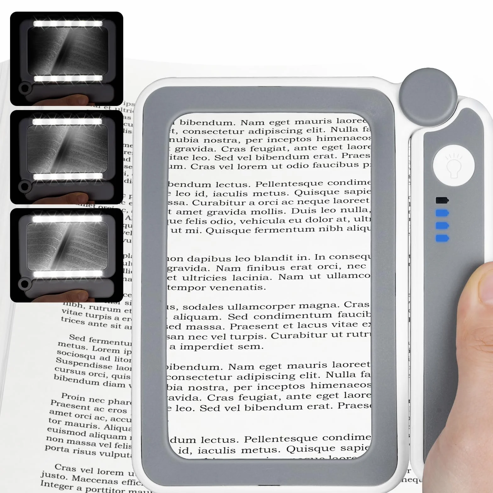 Vicloon Lupa Rectangular, Lupa con Luz 4X, Lupa Grande Plegable con 10 LED y 3 Modos de Luz Fría/Cálida, para Leer Libros de Baja, Páginas, Revistas, Tarjetas, Joyas, Periódicos, Artesanía y Mapas