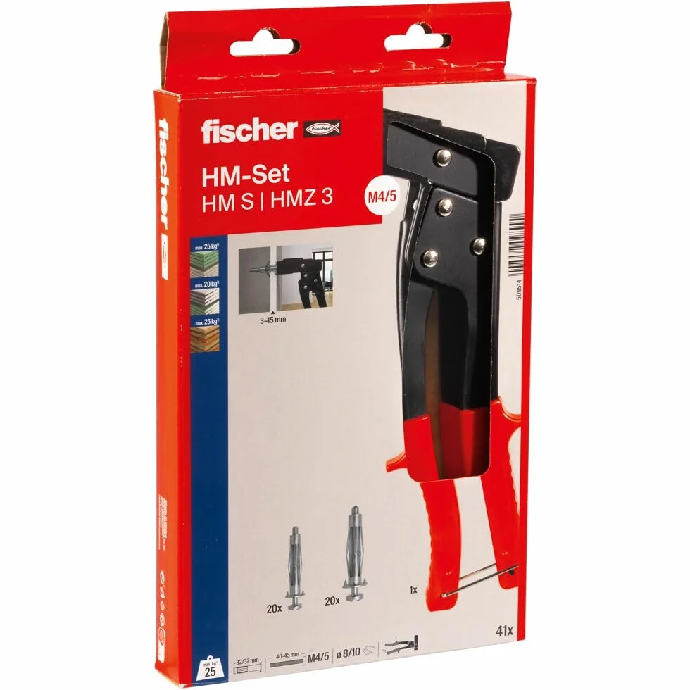 fischer - Kit Compuesto por una Pinza y 40 Tacos metálicos para Cuerpo Hueco HM