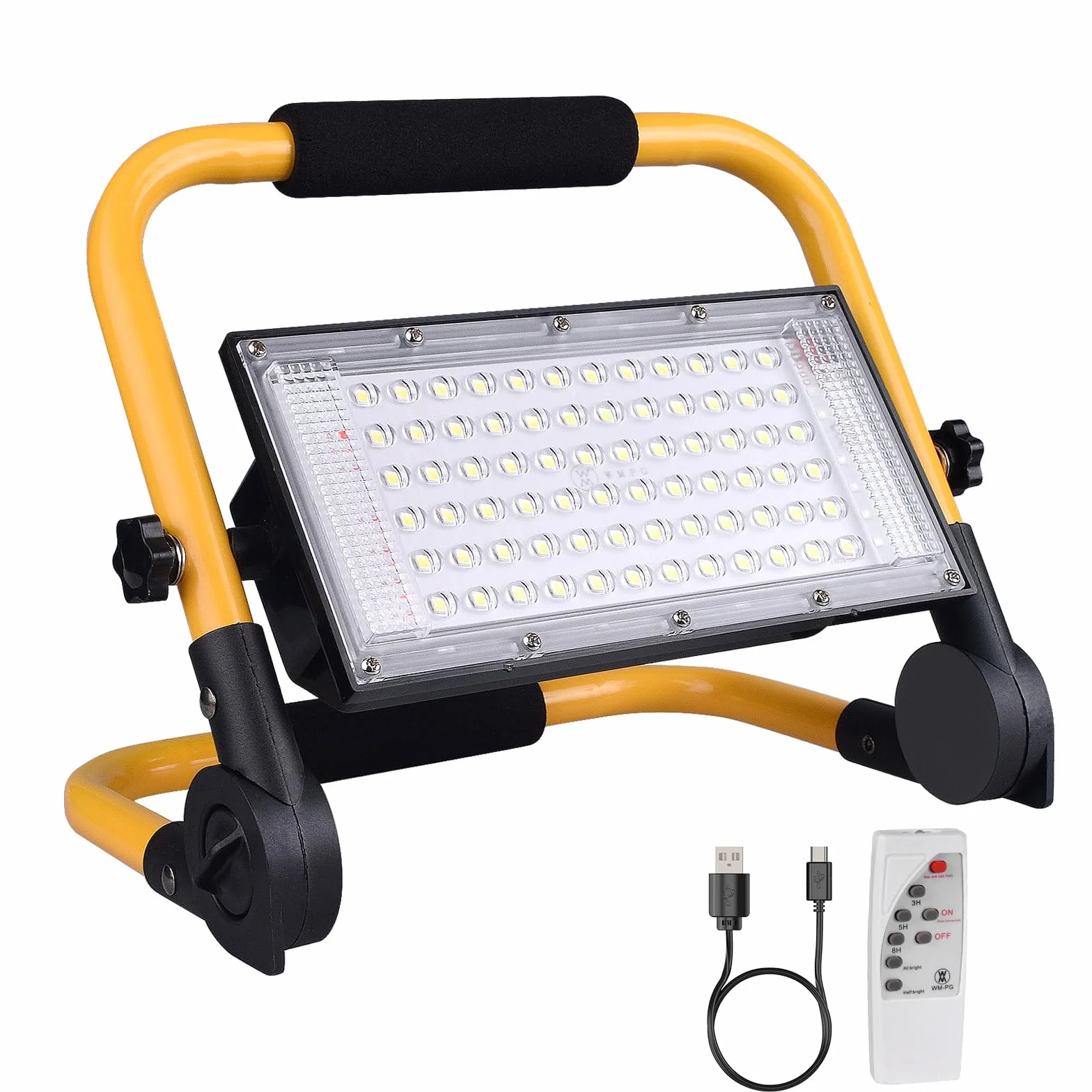 ERAY Foco LED Recargable, Foco LED Batería 13500mAh/8000 Lúmenes/4 Modos de Luz/Panel Solar/Mando a Distancia, Luz de Trabajo Portátil Recargable Ideal para Camping, Emergencia, Trabajo, Pesca