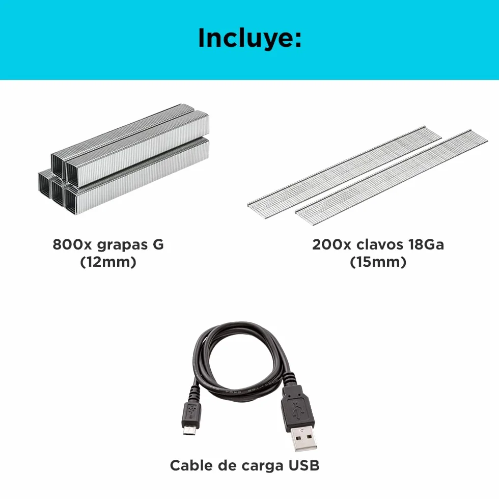 BLACK+DECKER BCN115-XJ - Grapadora 3,6v, Diseño ultra-ergonómico, Batería 1,5Ah Litio, Carga USB, Incluye 500 grapas 14mm y 500 clavos 15mm