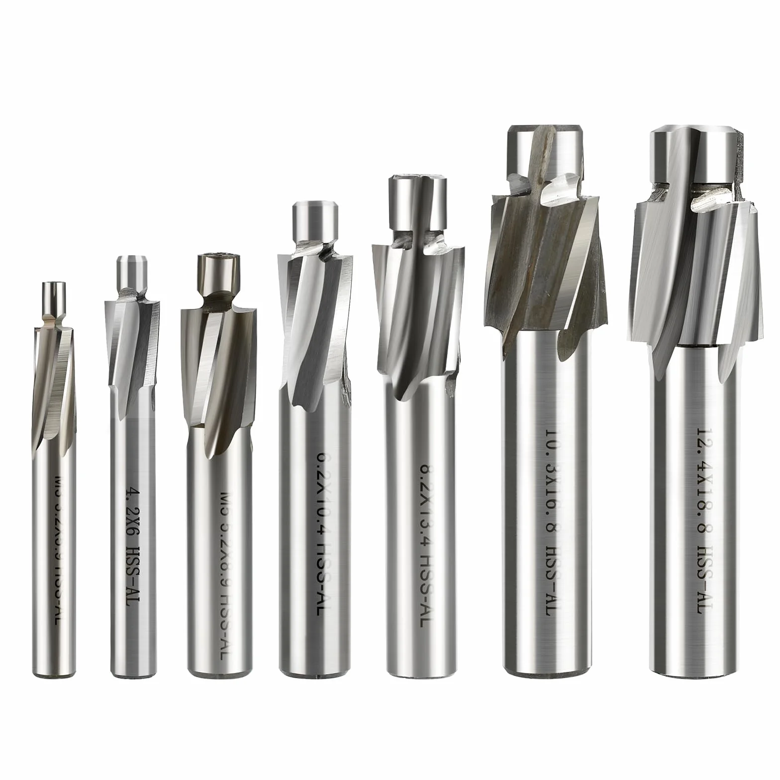 7 avellanadores planos M3-M14 HSS, avellanador de 4 dientes, ranura CNC, avellanador cónico para metal, acero, aluminio, madera, acero inoxidable, plástico