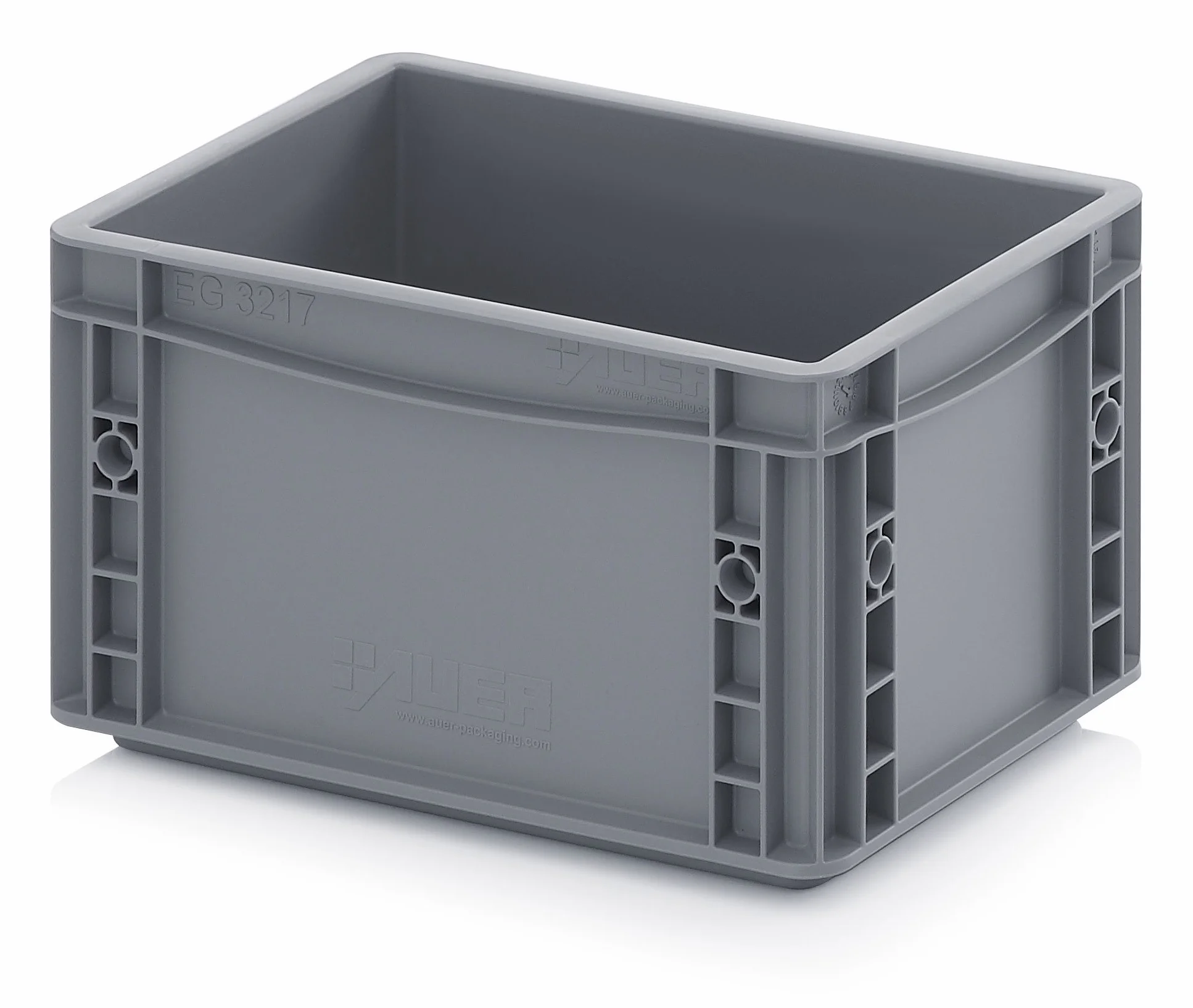 Auer Packaging 2 recipientes europeos de 30 x 20 x 17 cm, color gris, incluye metro plegable gratis, juego de 2 unidades