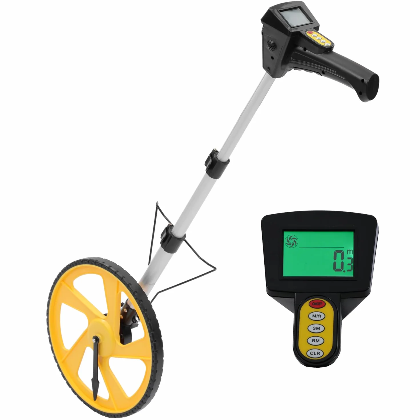 TOPWAY Rueda Digital Medidora de Distancias 9999.9m con Mango Telescópico 70-100cm, Pantalla LCD y Bolsa de Almacenaje, para Medir Carreteras Terrenos Rueda Trundle 311194