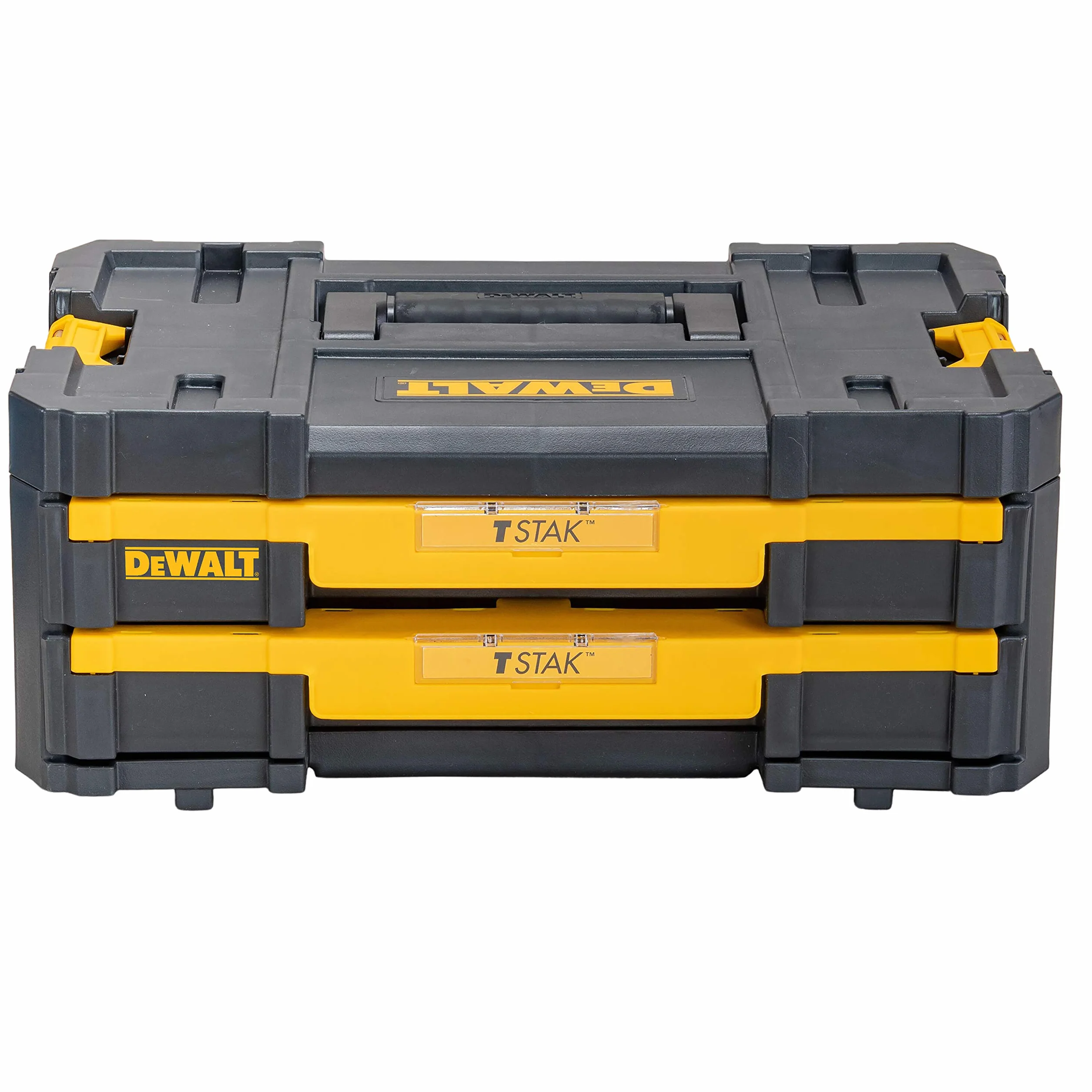 DEWALT DWST1-70706, Cajonera doble TSTAK IV, Divisores internos extraíbles, Bisagras y cierres laterales, Asa bimaterial. Medidas 440x314x176 mm, Máx. capacidad de carga 7.5kg