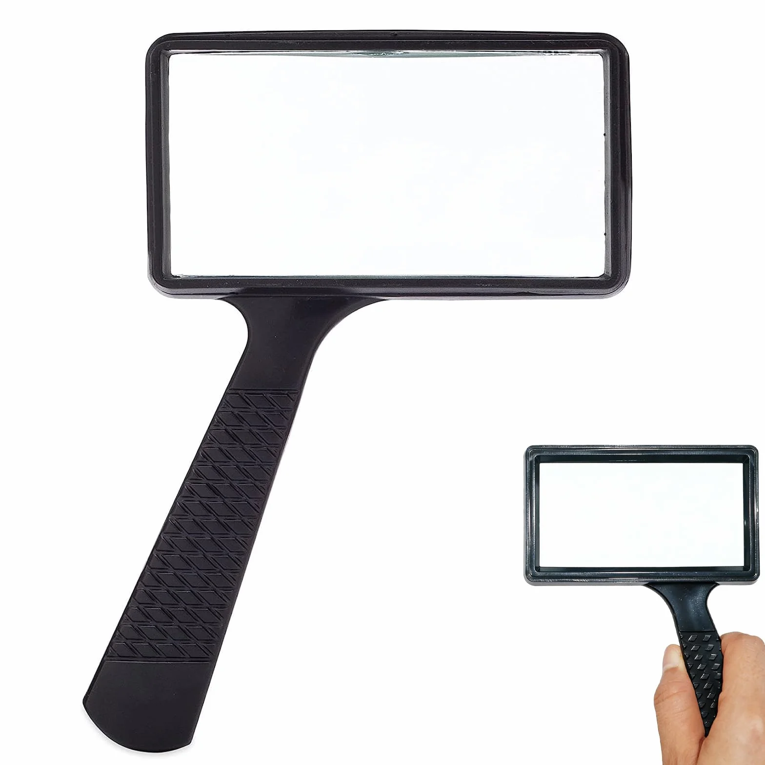 Lupa para Leer 10x, Lupa de Mano con Lente de Vidrio HD Rectangular para Lectura de Libros, Periódicos y Mapas, Color Negro (170g), Ideal para Personas Mayores y Aficionados