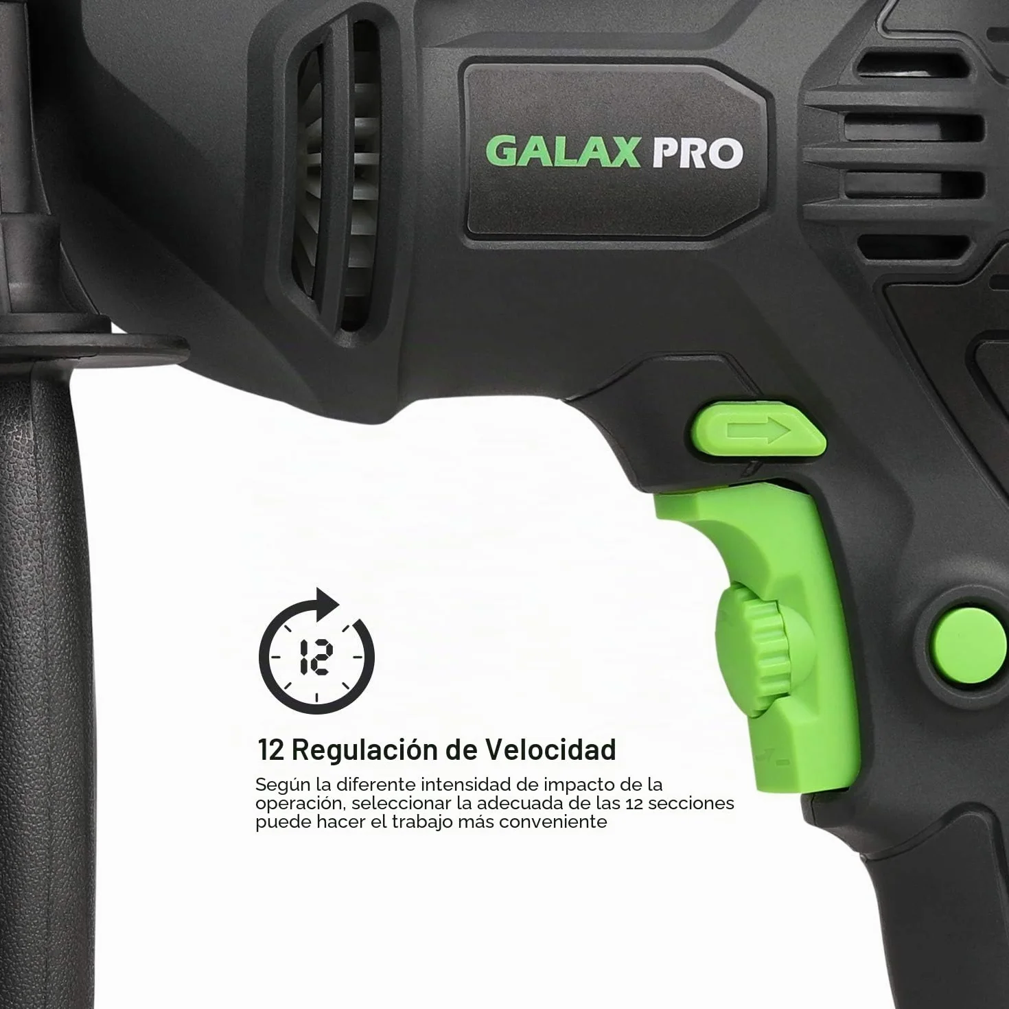 Galax Pro Taladro Percutor 600 W, Taladro Percutor con Cable de Velocidad Variable 0-3000 rpm, 2 Funciones en 1, Portabrocas de 13 mm, Motor de Cobre Puro