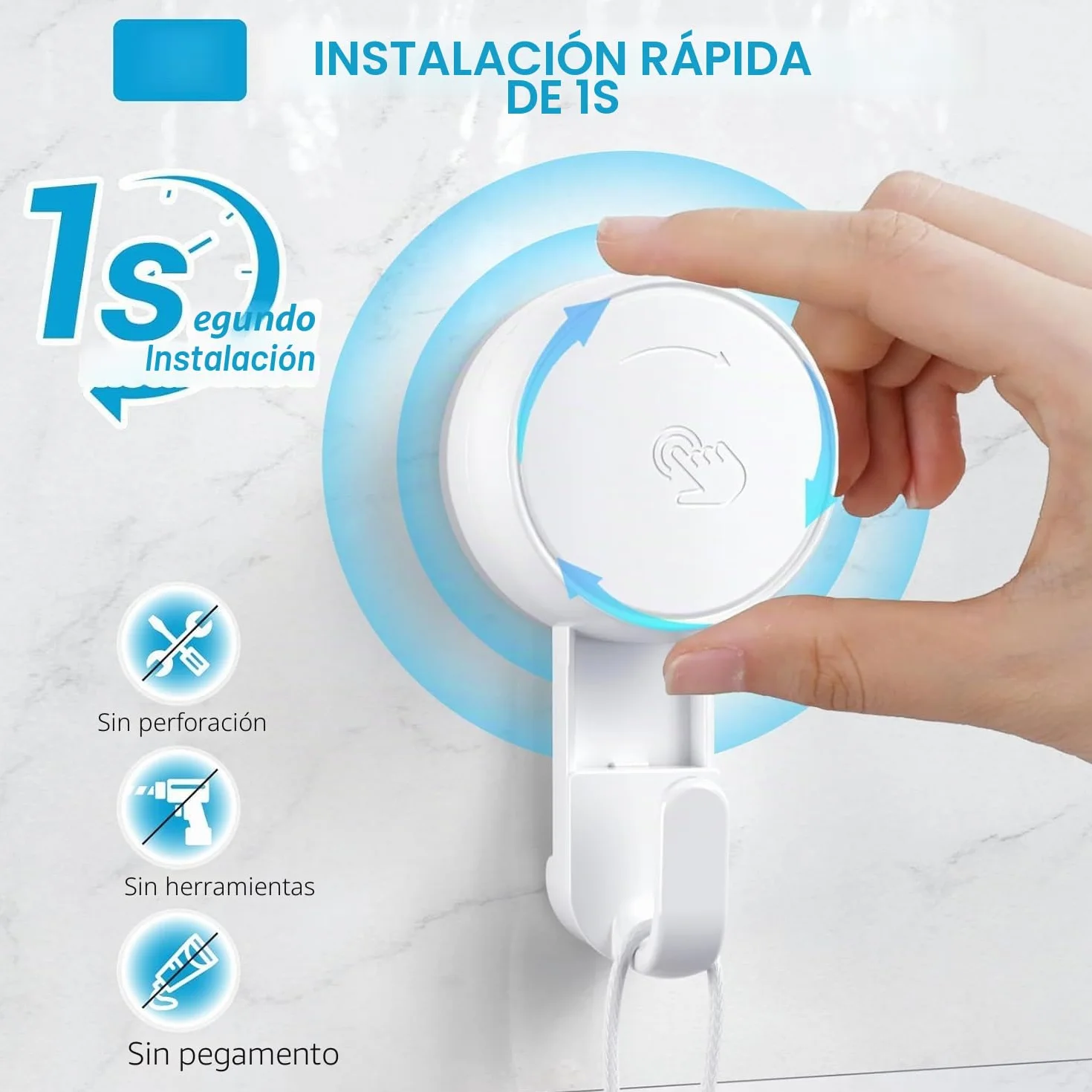 Luxear Gancho Ventosa Baño 4 Piezas Ultra Fuerte Sin Agujeros Colgador Toallas Ventosa Impermeable Reutilizable Percha Ventosa MAX 5kg para Toallas Cocina Pared Puerta Ropa