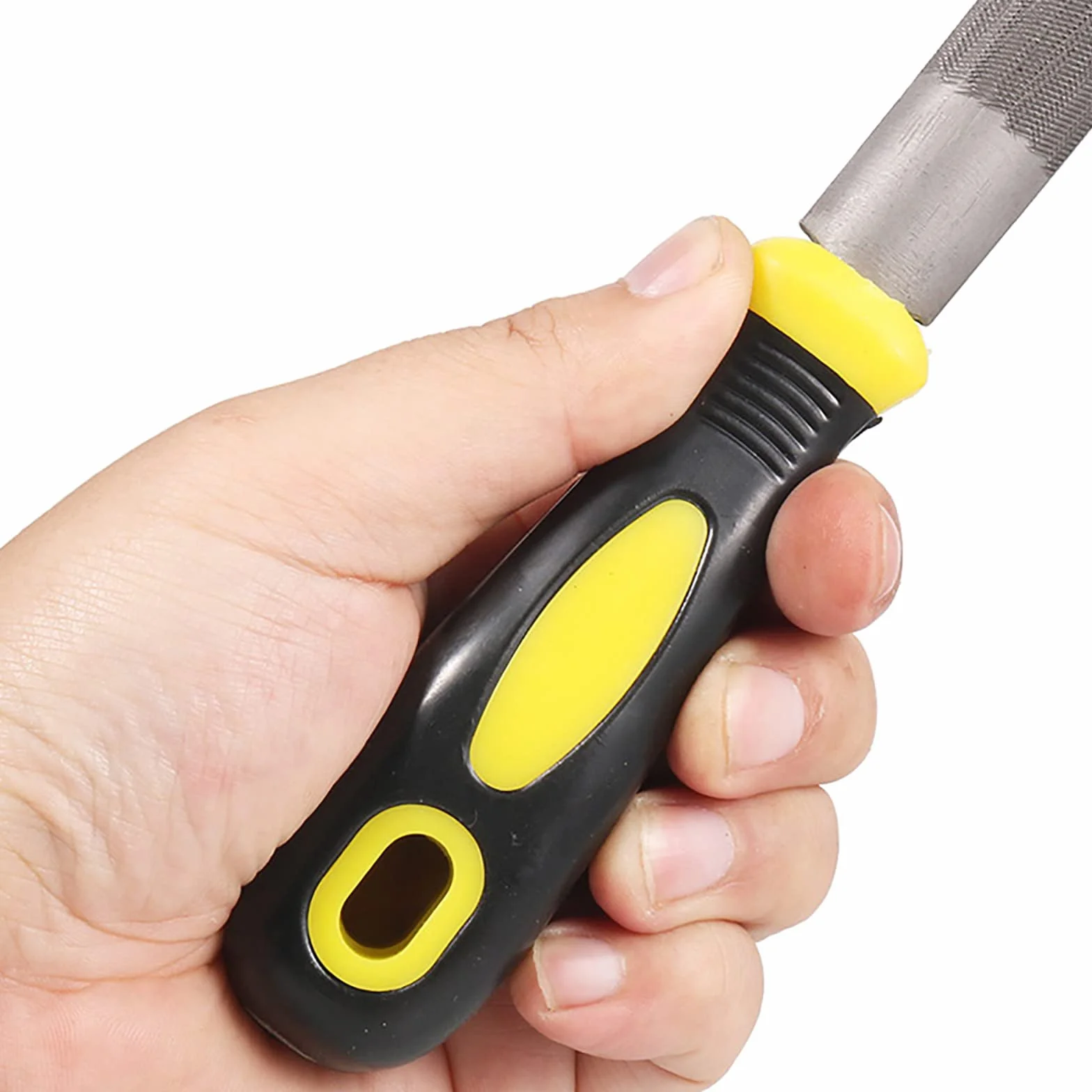 Juegos de herramientas manuales, juego de limas, escofina for madera, acero al carbono, juego de limas de metal de 5 piezas con lima plana, cuadrada, triangular, redonda y semirredonda(Size:310mm)