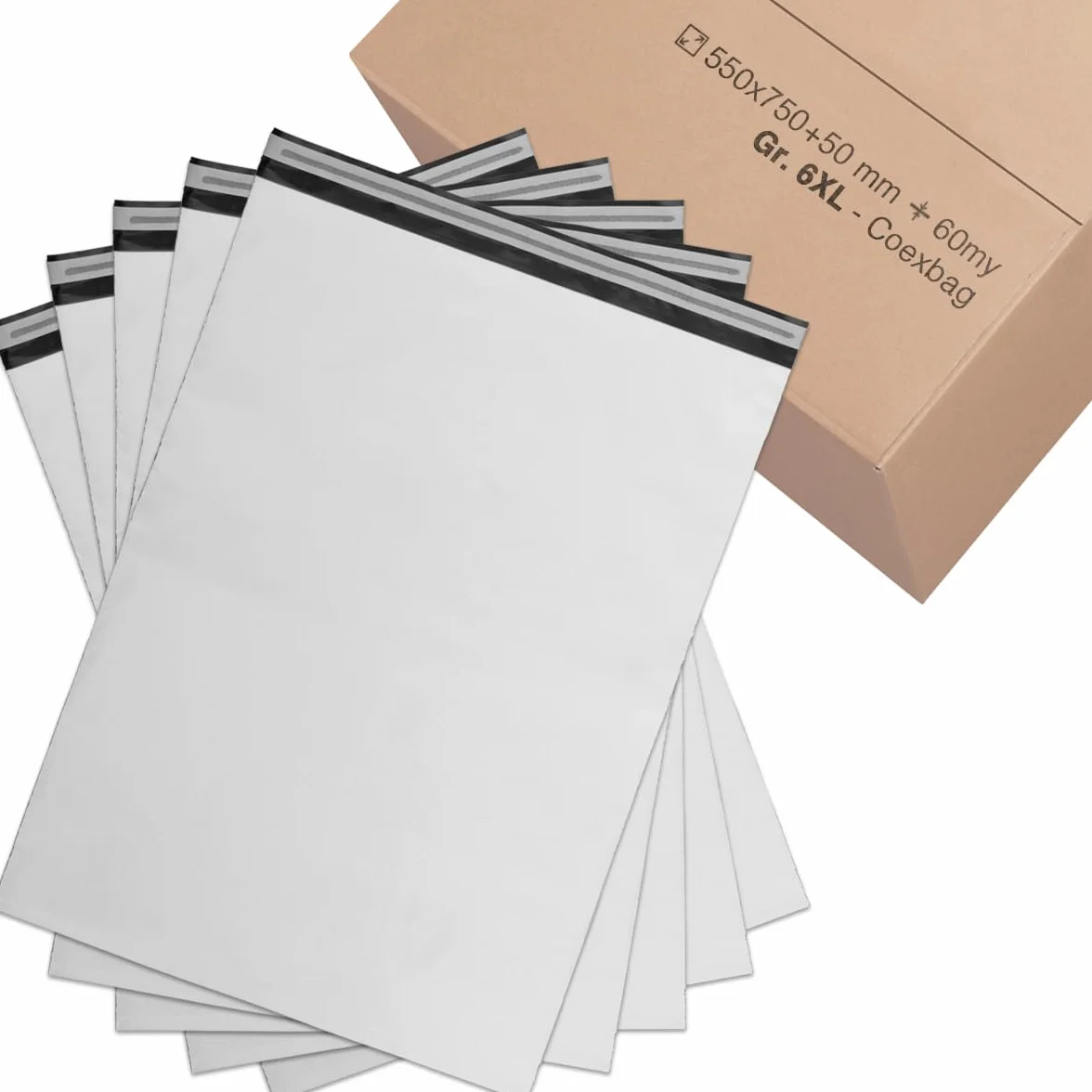 verpacking bolsas de envío de plástico 55x75 cm Blancos [tamaño y cantidad a elegir] Coex Sobres de Plástico Autoadhesivos bolsas de entrega 100 piezas