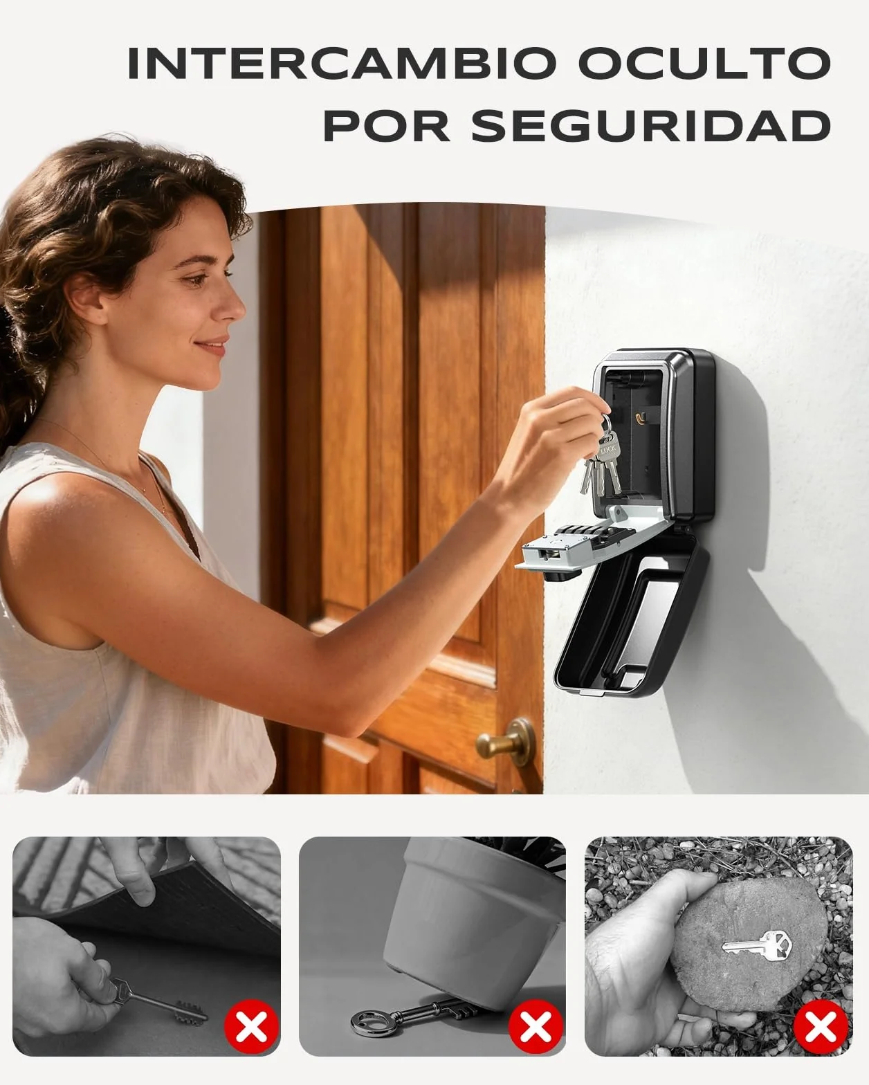 Mohard Cajetin Llaves con Codigo, Caja Llaves Pared de Seguridad con Llave Reconfigurable y Combinación de 4 Dígitos, Caja Fuerte Llaves Exterior Impermeable & Gran Capacidad para Hogar Oficina Garaje