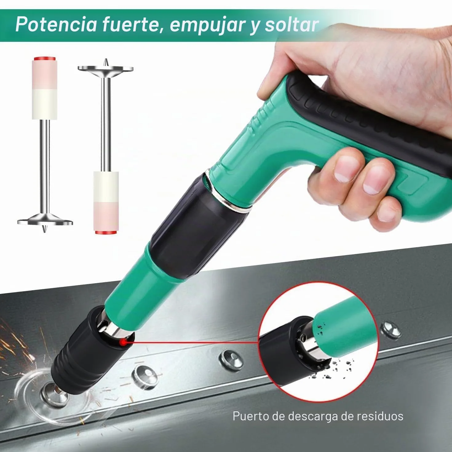 Pistola de Clavos para Hormigon Neumatica, Clavadora Hormigon, Nail Gun, Pistola de Impacto Clavos con 100 Clavos Redondos - para Acero y Concreto - Fácil de Usar