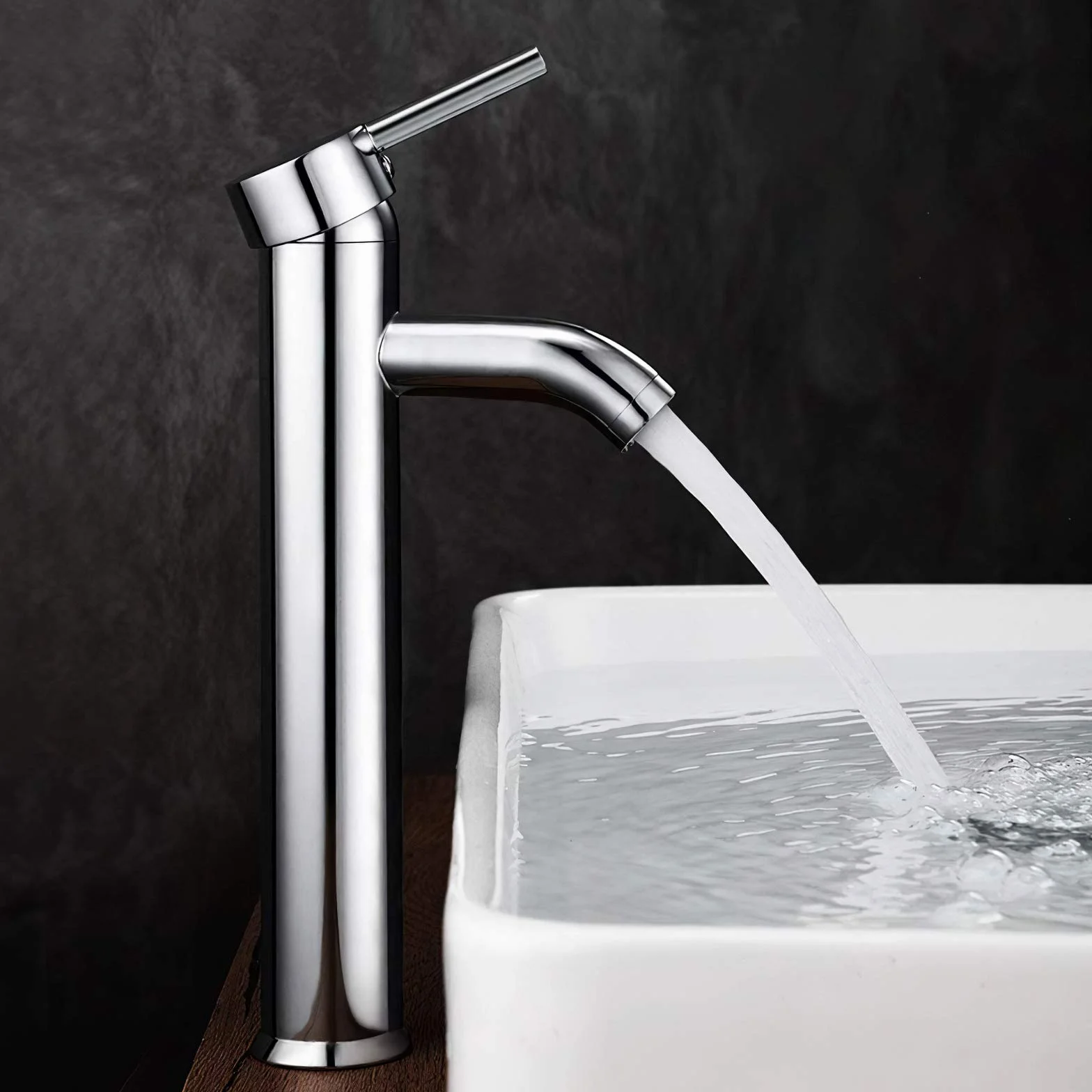 Grifo de Lavabo Durable Práctico, Grifo de Baño Monomando Alto, Válvula De Cerámica para el Fregadero, Mezclador de Agua Fría y Caliente, Metales de Cromado.