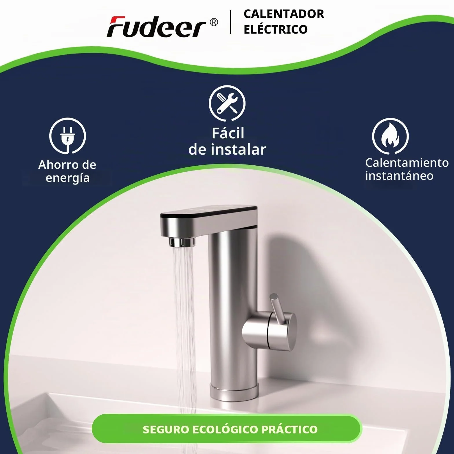 Grifo eléctrico con calentador de agua 230V 3.3KW acero inoxidable 304 pantalla digital 30-45℃