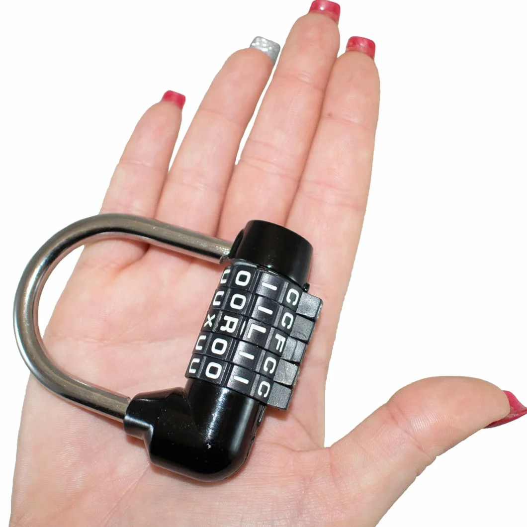 TRIXES Candado con combinación de 5 letras negro para maletas, maquillaje extraíble - No se requiere llave - Perfecto para salas de escape - Cerradura con letras