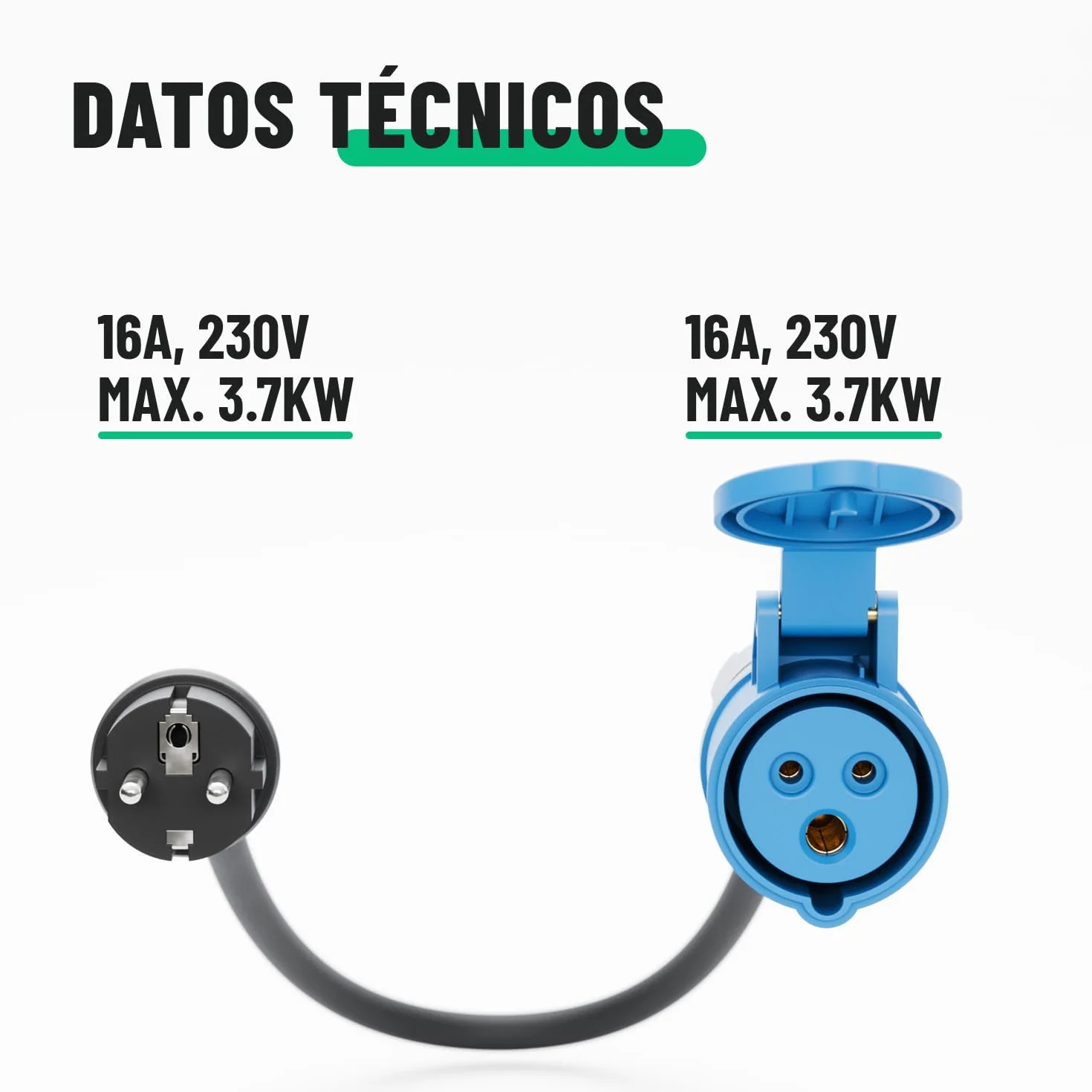 greate set de adaptadores - enchufe Schuko a conector CEE y conector CEE a enchufe - adaptadores de conector 230V con protección IP44