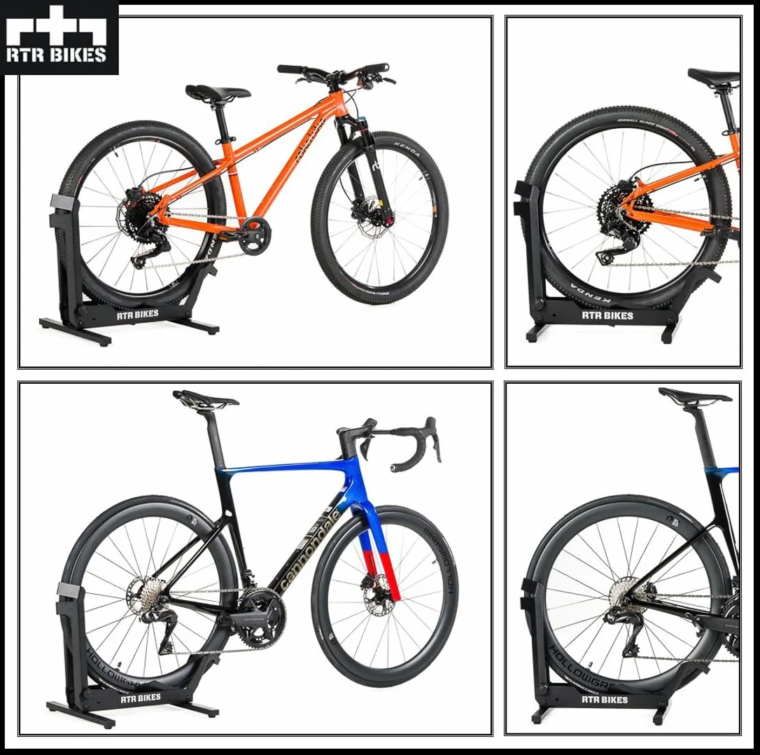 RTR BIKES Brutus Soporte Bicicleta Suelo Profesional – Base Robusta para E-Bike y MTB hasta 30kg – Acero Estable – Compatible Ruedas 26-29" y Neumáticos 2,8" – Made in EU