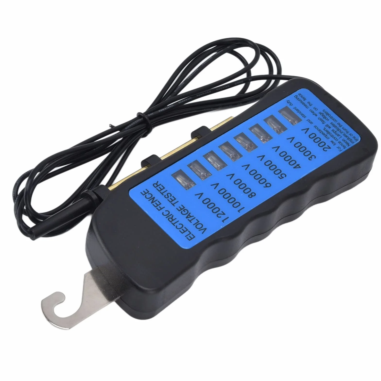Nikou Probador de voltaje para cercas eléctricas, probador de cercas de neón de 12 kV, probador de cercas de 2000 a 12 000 V, con 8 luces indicadoras de neón, resistente al agua para granjas de jardín