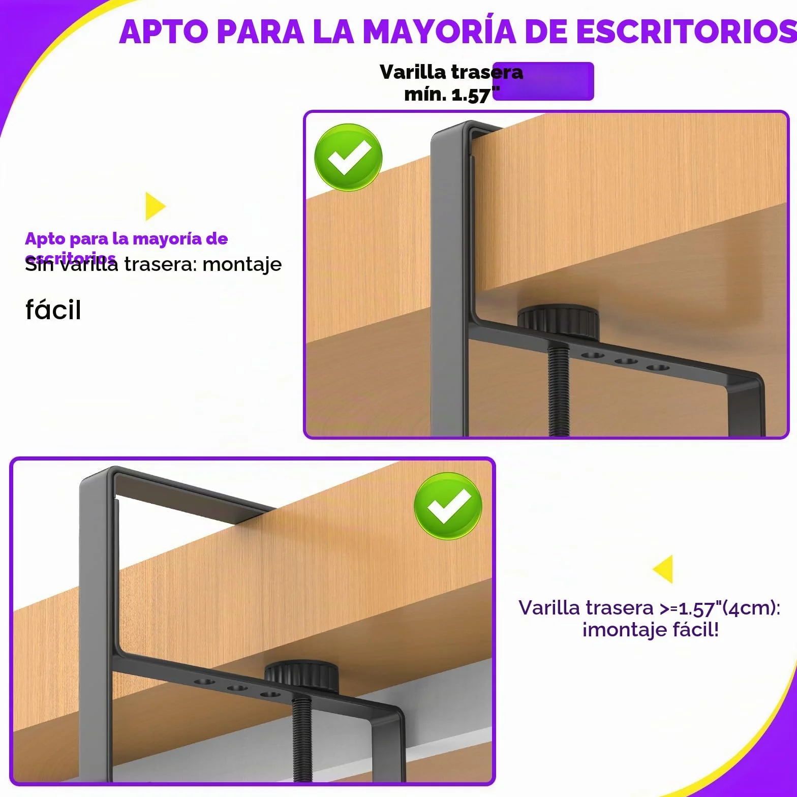 REFLYING 74cm Organizador Cables Escritorio, Bandeja Cables Escritorio sin Taladro, Recoge Cables Escritorio para Mesa de Pie, Cable Management en la Oficina o en Casa, Negro