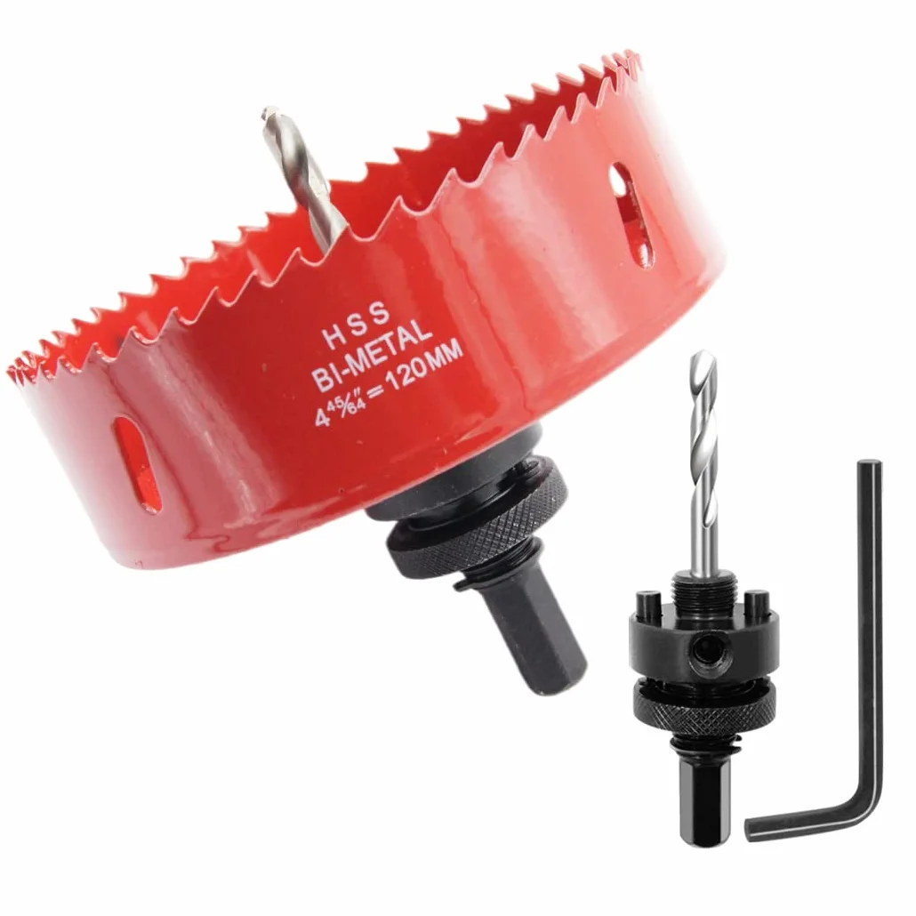 Corona 120mm, LAIWEI Cortador de agujeros de eje resistente para perforar madera, perfil de aluminio, PVC y otros materiales