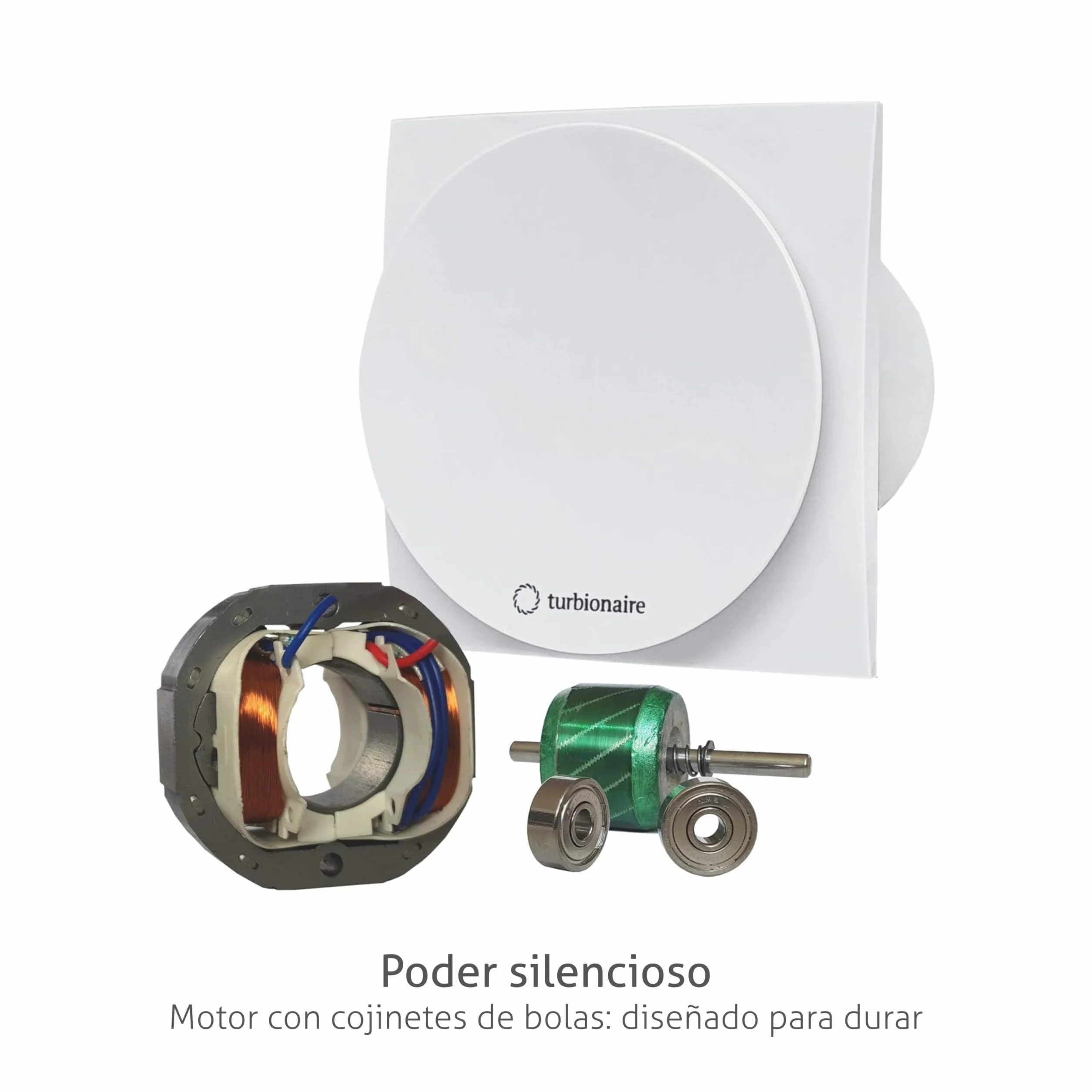 Turbionaire MIO 100 LL-TW Extractor de Baño 100 mm, Con temporizador, Motor con rodamiento de bolas, Blanco, Ventilación estándar, Para baño, Cocina, Válvula de no retorno, Protección IPX4