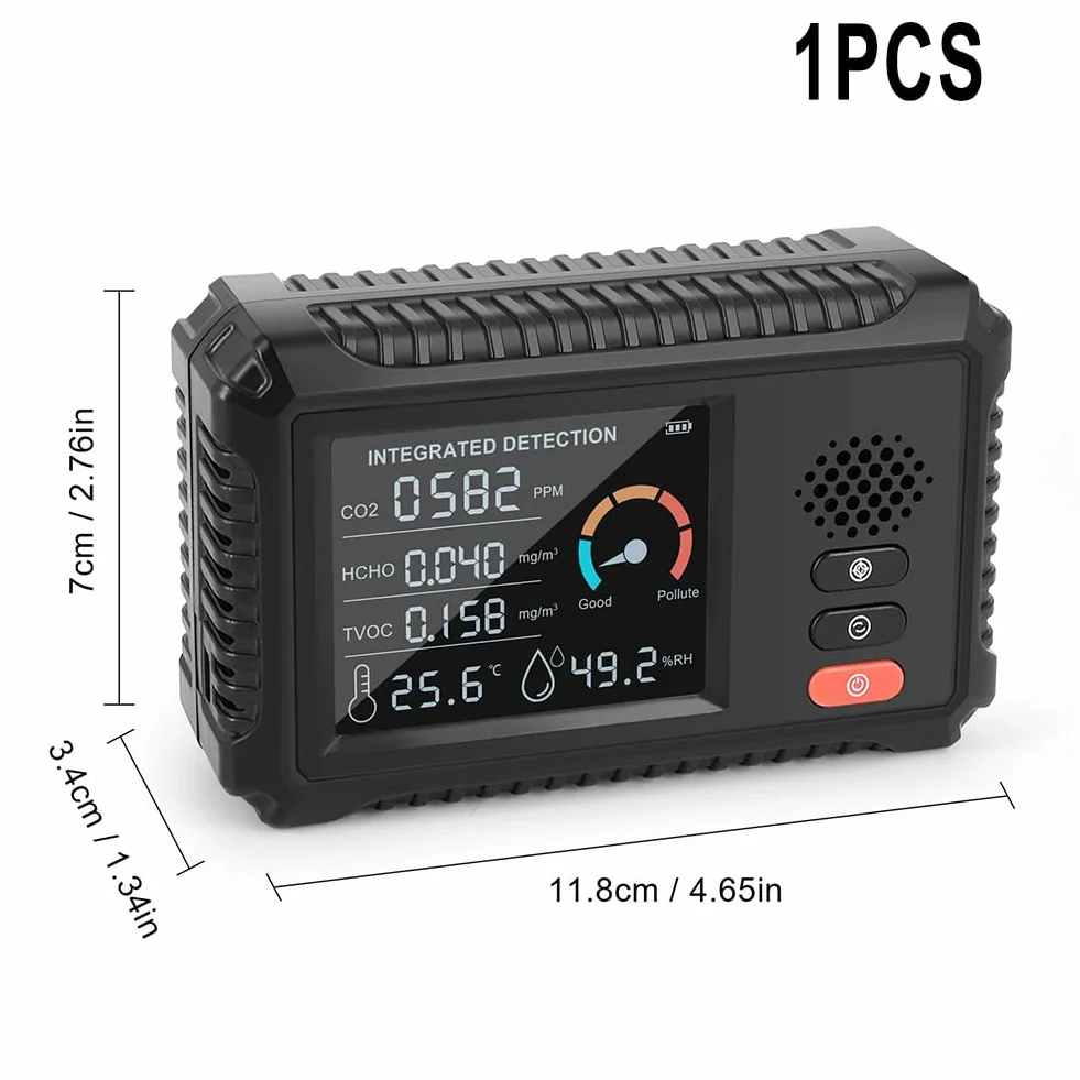 RANRAO Monitor de calidad del aire, monitor de dióxido de carbono , HCHO TVOC PM2.5 PM10 Detector de dióxido de carbono Tester