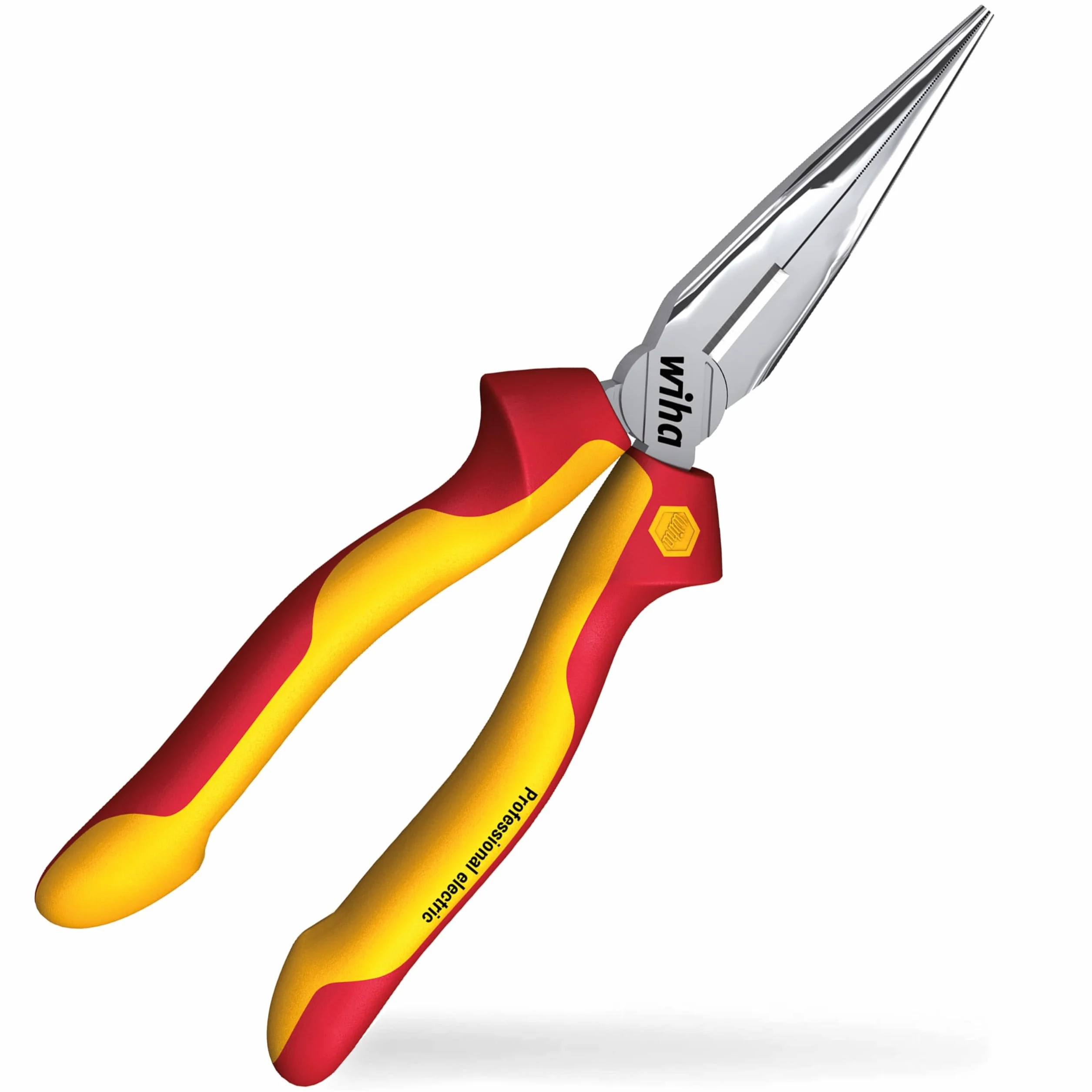 Wiha Alicates de boca semi-redonda Professional electric con filo de corte, con forma recta 200 mm, 8" (27423)