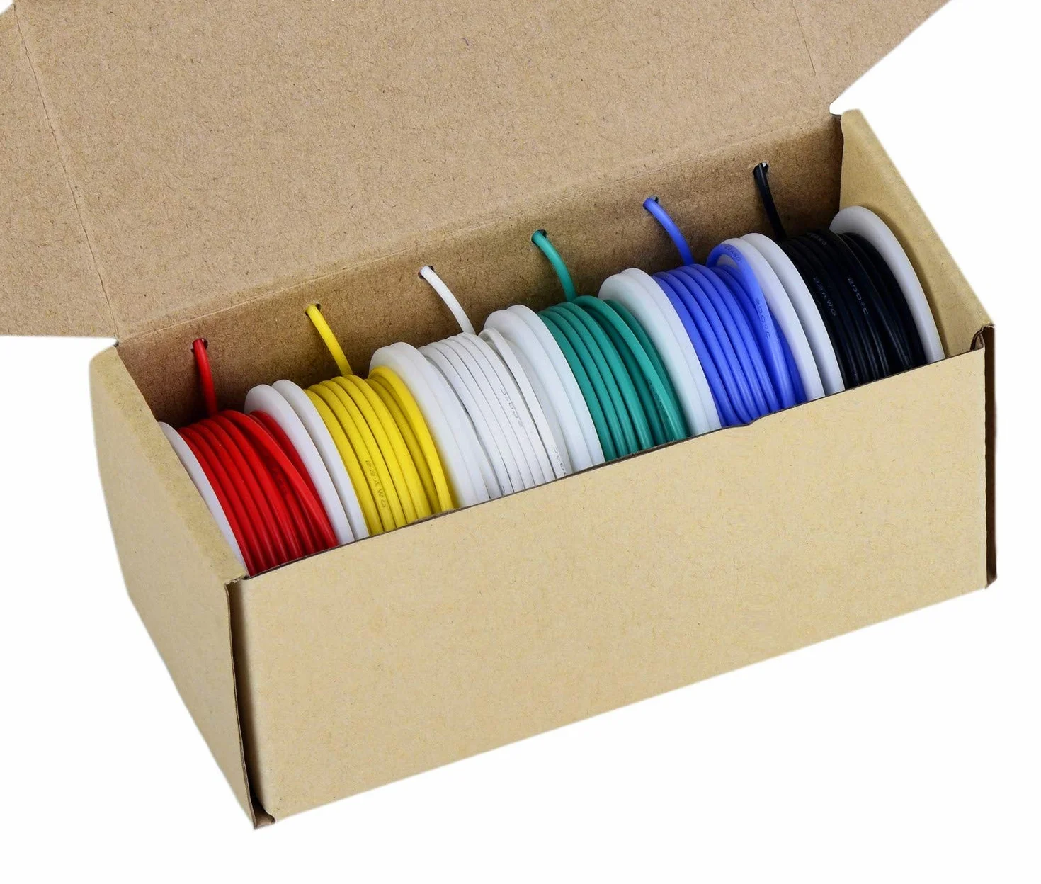 TUOFENG Cable eléctrico de 18 AWG, cable de conexión de cable flexible de calibre 18 (6 bobinas de 4 colores diferentes) Resistencia a altas temperaturas de cable trenzado 600V