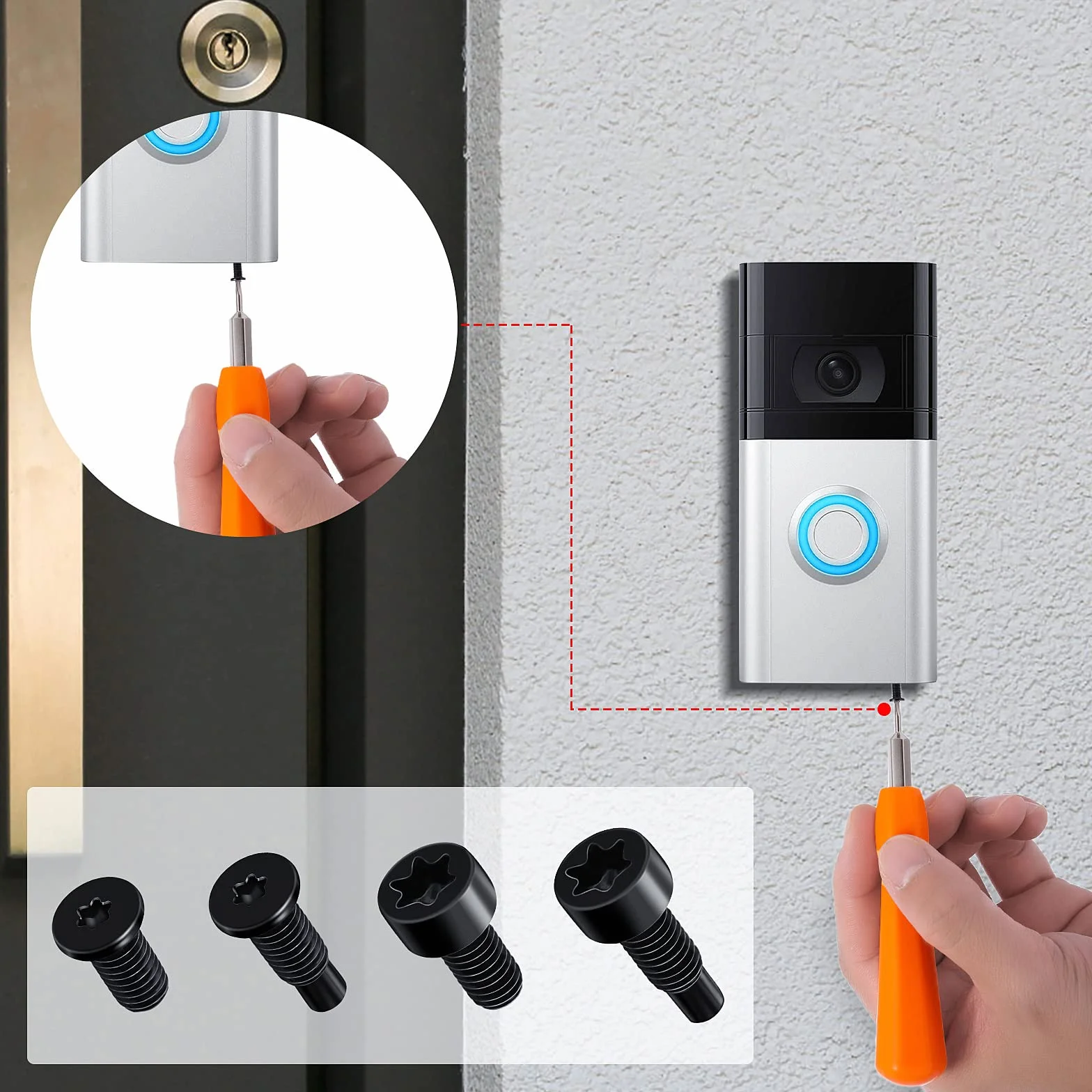 Juego de 4/20 tornillos de repuesto para timbre, T5, T16, tornillos de seguridad para timbre, accesorios compatibles con timbre de video, timbre de video 2 (largo/corto)