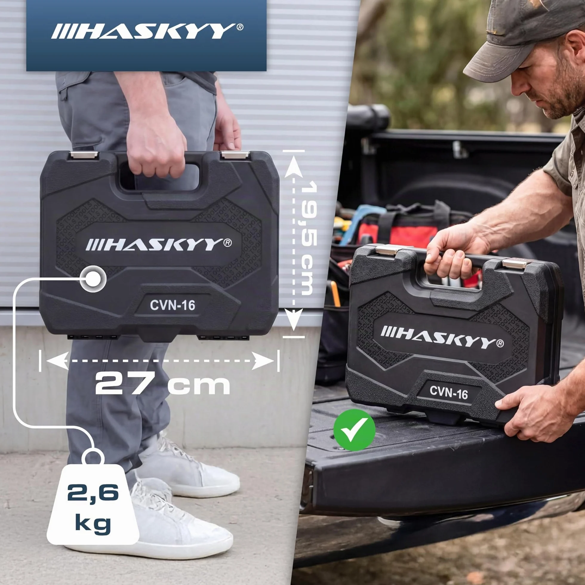 HASKYY Juego de vasos 1/2 pulgada de 12 puntas 8-36 mm - Llaves de vaso profesionales
