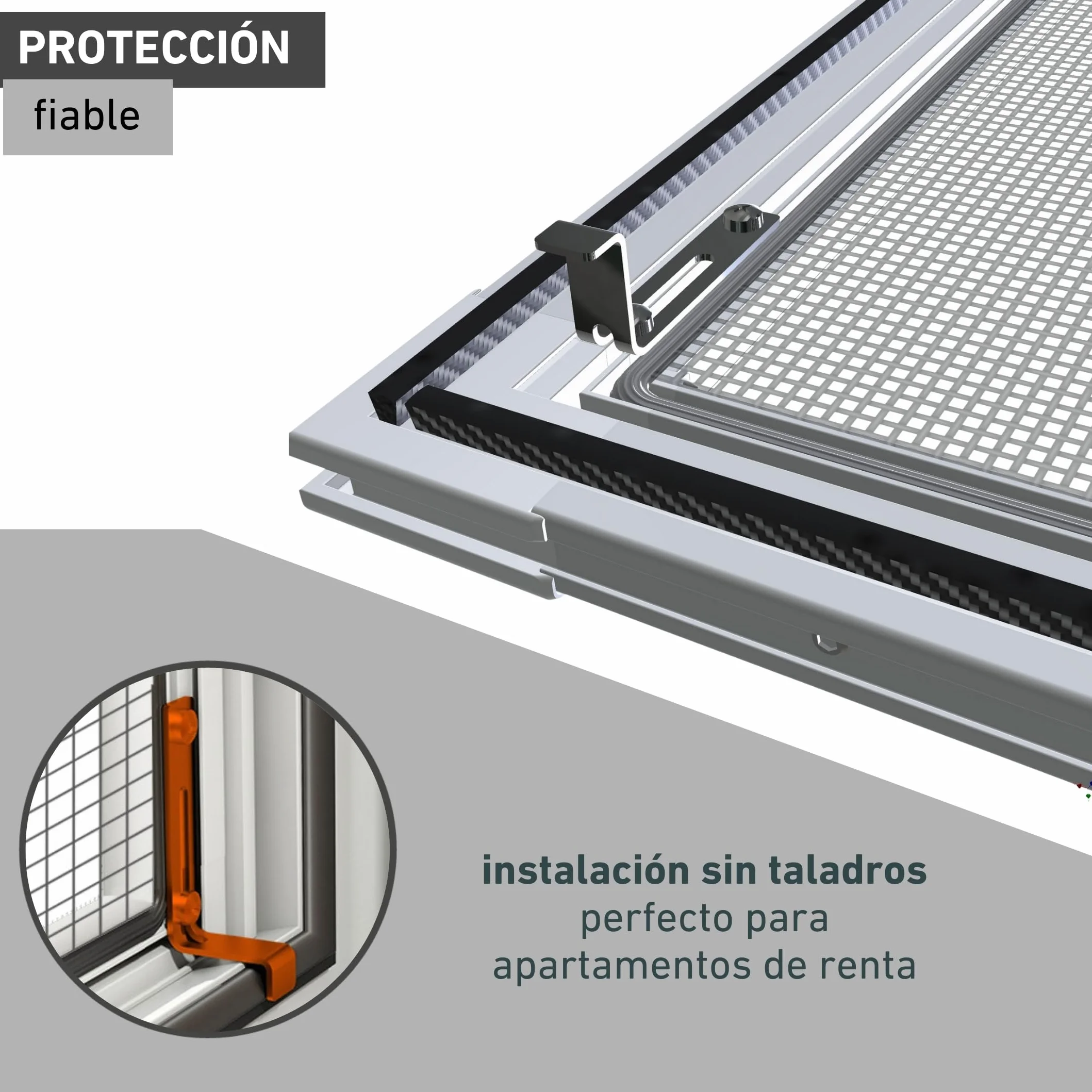 Windhager Mosquitera Marco Tensor Expert, mosquitera Marco de Aluminio para Ventanas 140 x 150 cm, Blanco, 04338