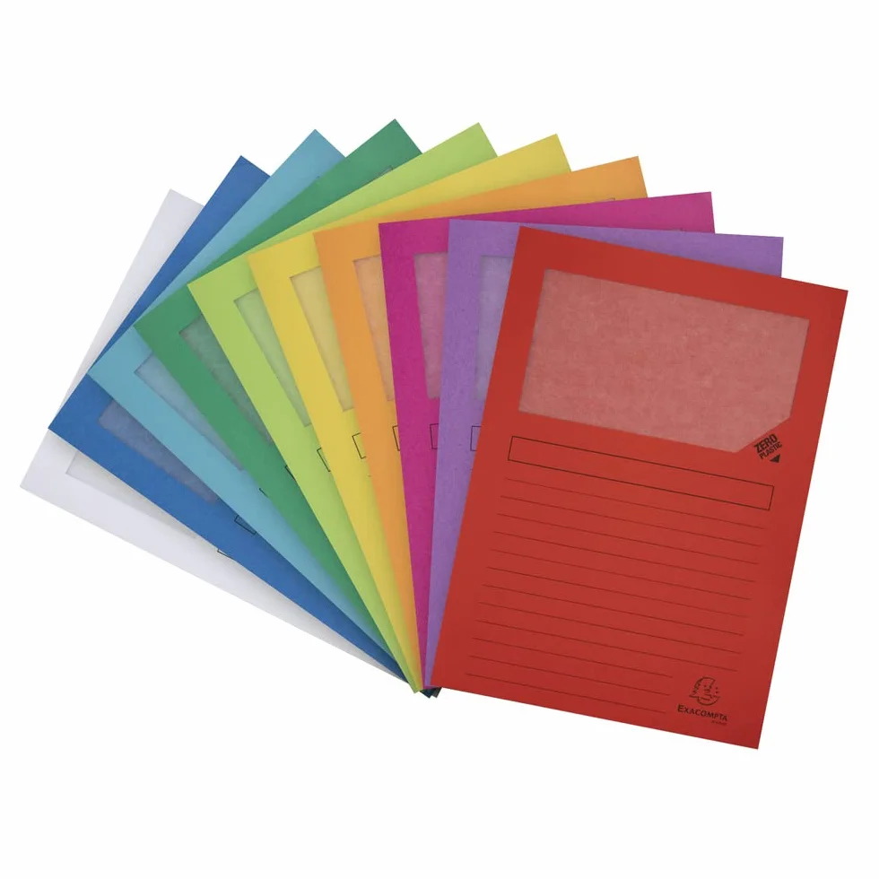 Exacompta 50000E - Lote de 50 Subcarpetas Forever 120 con Ventana e Impresas, Colores Surtidos Vivos (Multicolor) 22 x 31 cm